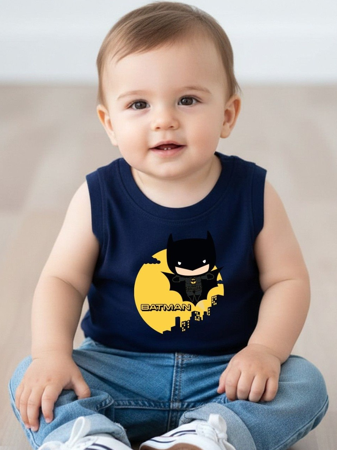 YK X Minute Mirth Infant Batman Printed Half Sleeve Cotton T-Shirt
