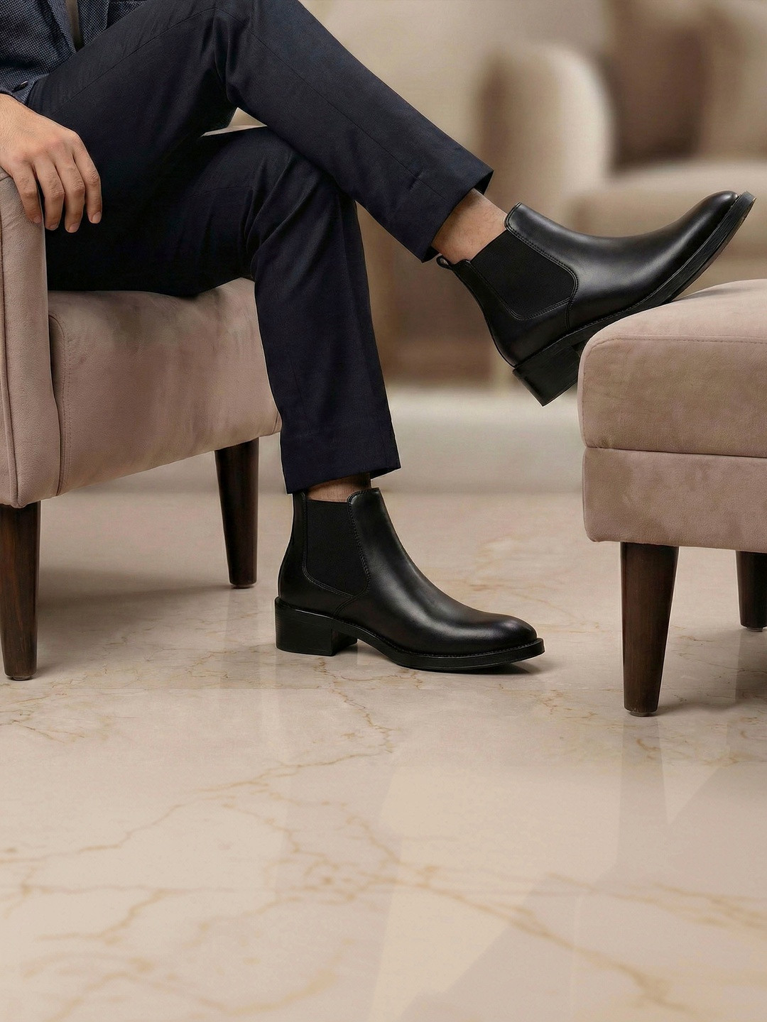 Bxxy Men Pointed Toe Slip-On Chelsea Boots