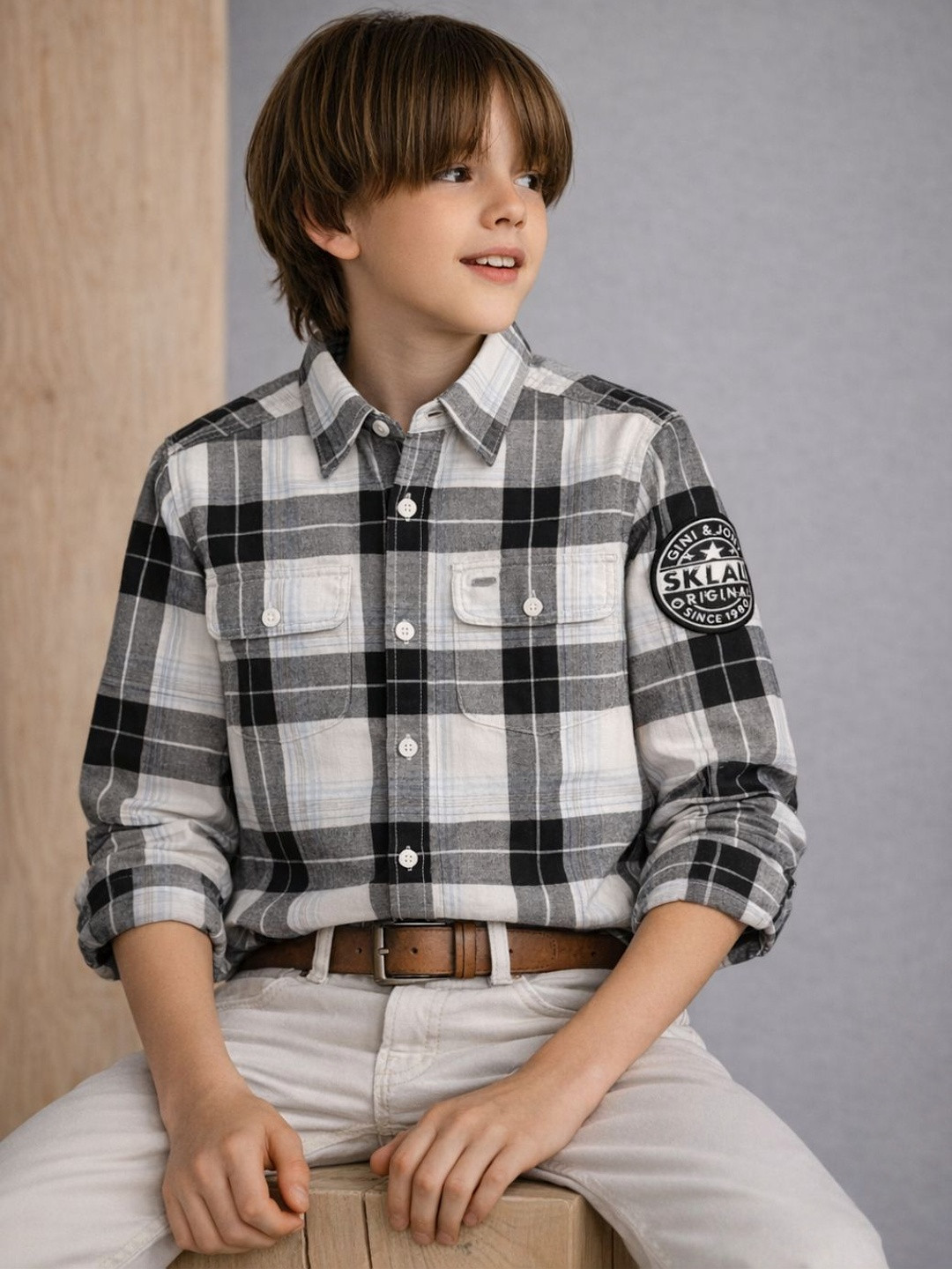 Gini and Jony Boys Gingham Checked Cotton Shirt