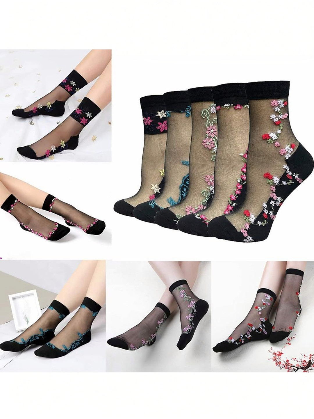Nicsy Women Pack of 5 Cotton Assorted Ankle Length Socks