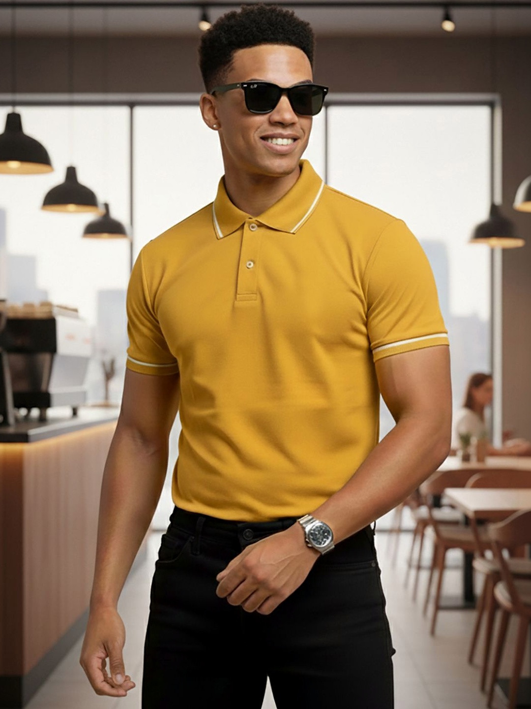 GENZA Men Polo Collar T-shirt