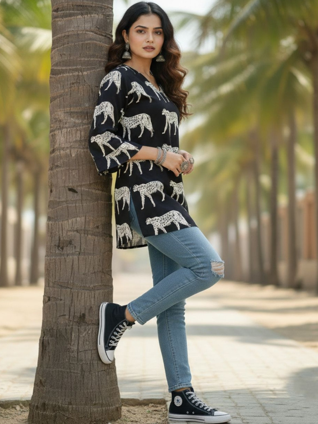 AADVIKA Women Printed Flared Sleeves Kurtis