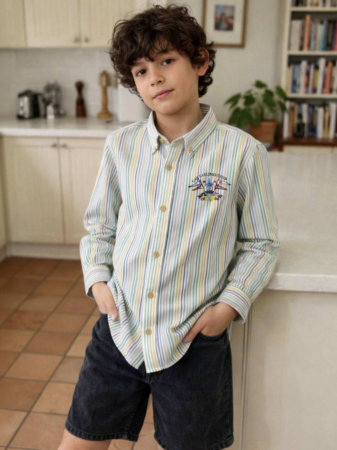 Gini and Jony Boys Multi Stripes Striped Casual Shirt