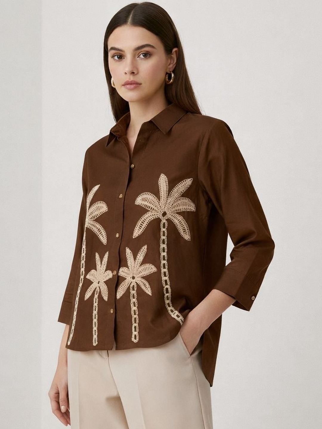 Jinax Tropical Embroidered Tropical Top
