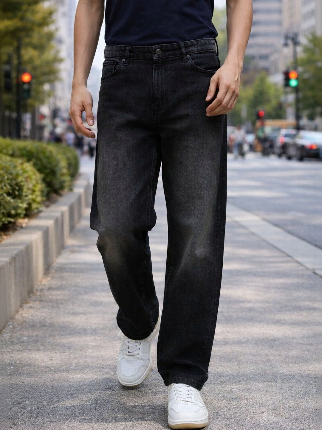 HERE&NOW Men High-Rise Light Fade Stretchable Jeans