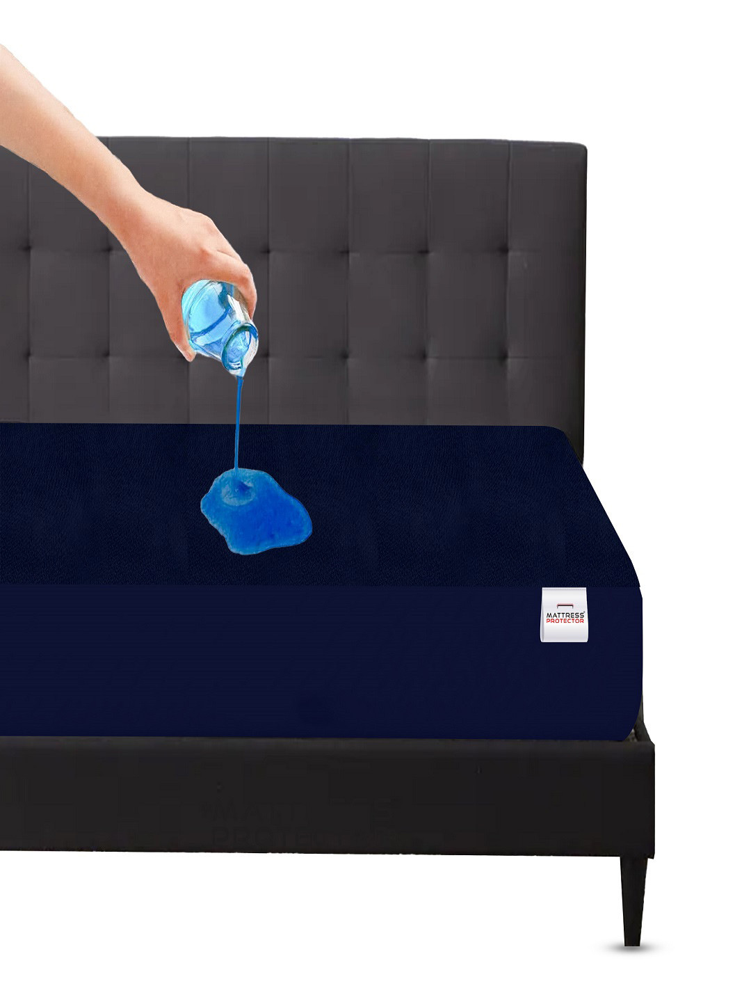 Mattress Protector Blue Queen Waterproof Mattress Protector with Elastic Fit - 72x60 In