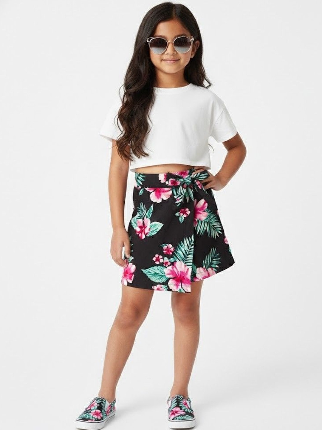 CrayonFlakes Girls Floral Printed Shorts