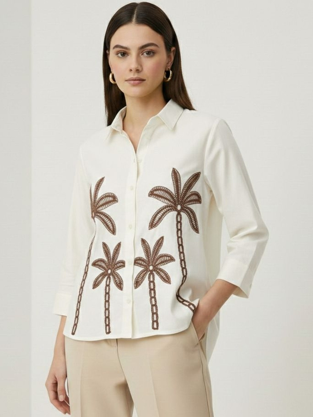 Jinax Tropical Embroidered Tropical Top