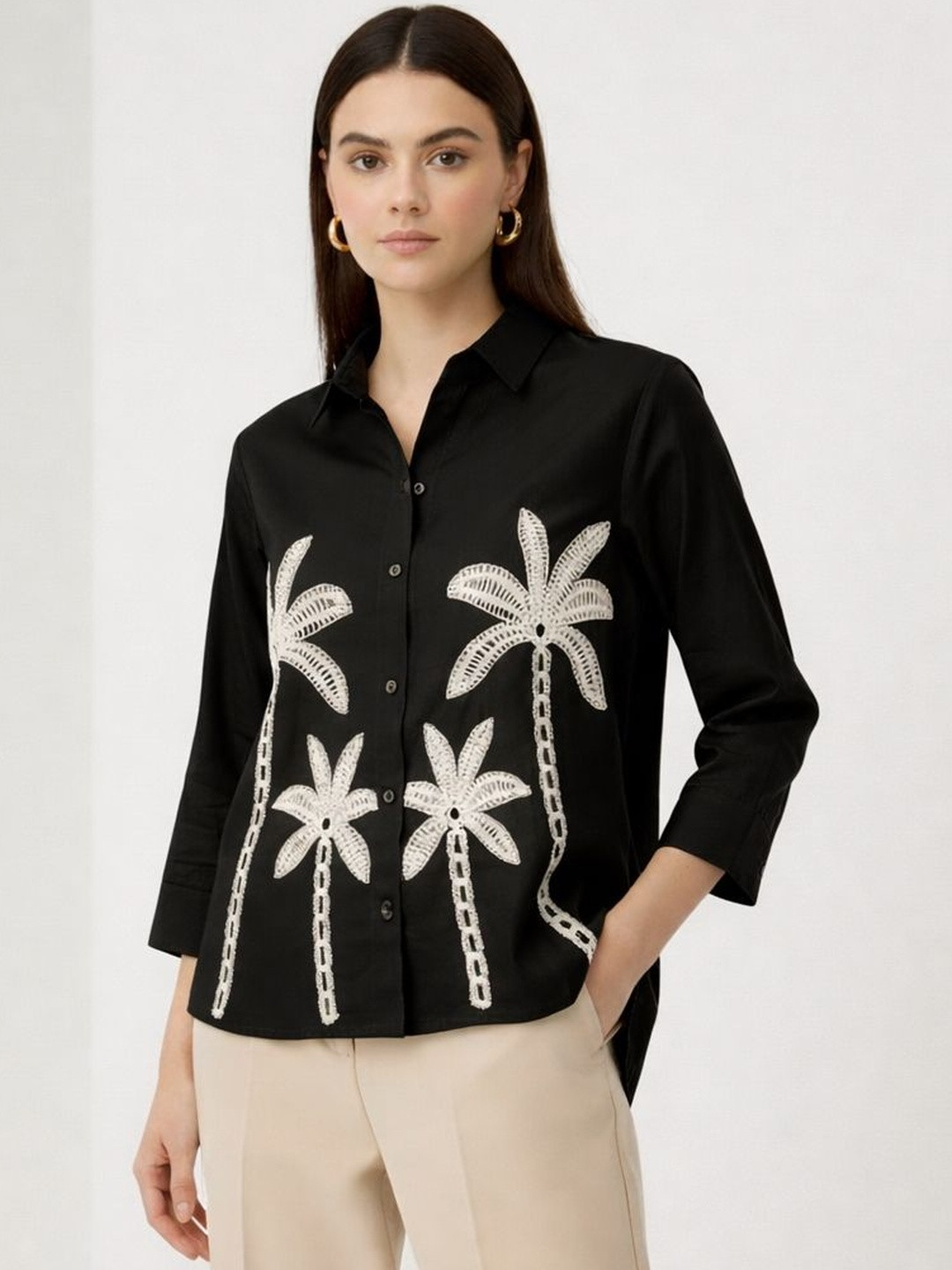 Jinax Tropical Embroidered Tropical Top