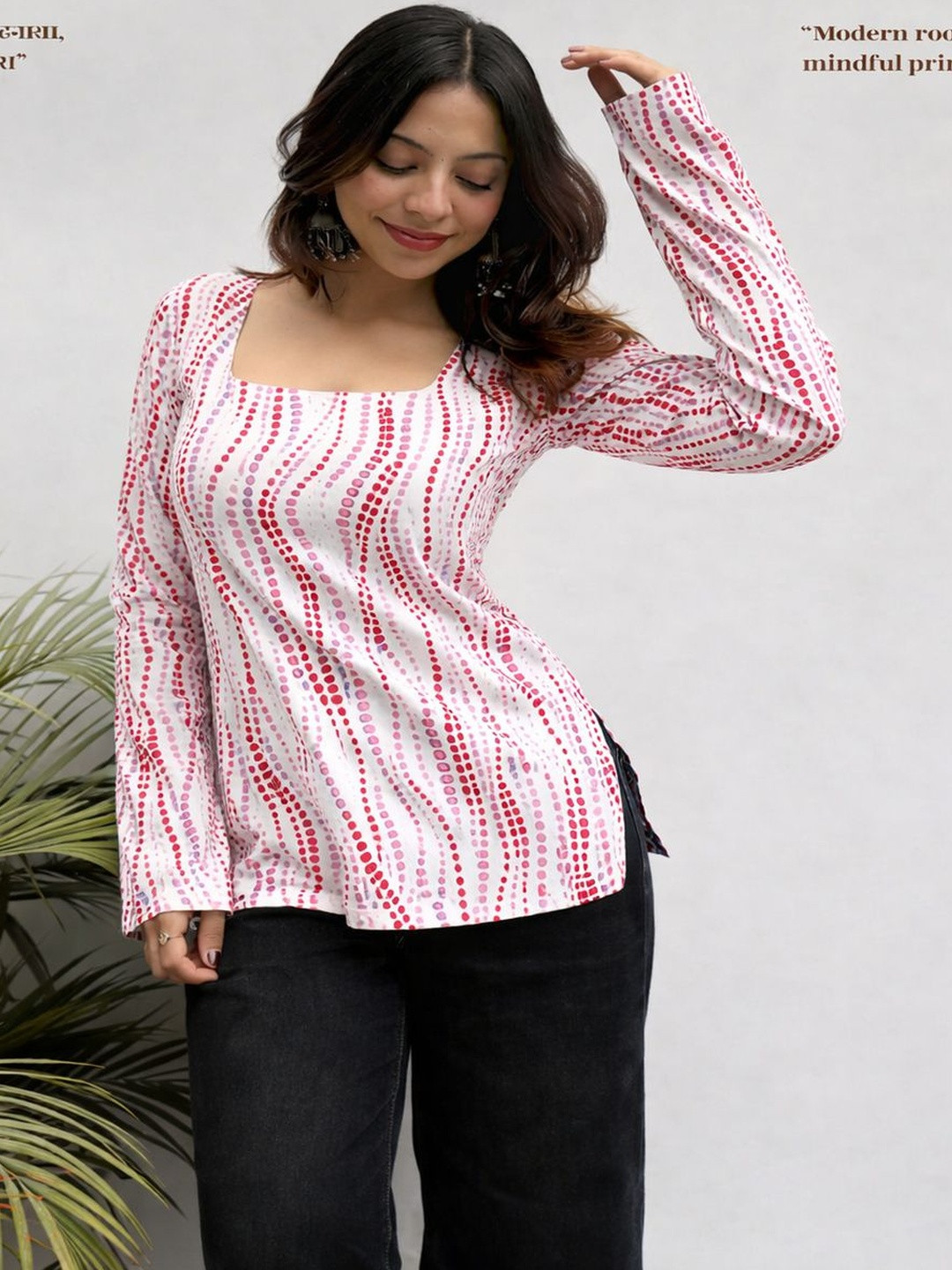 JAHIDA COMFORT WITH STYLE Printed Square Neck Pure Cotton Blend Kurti