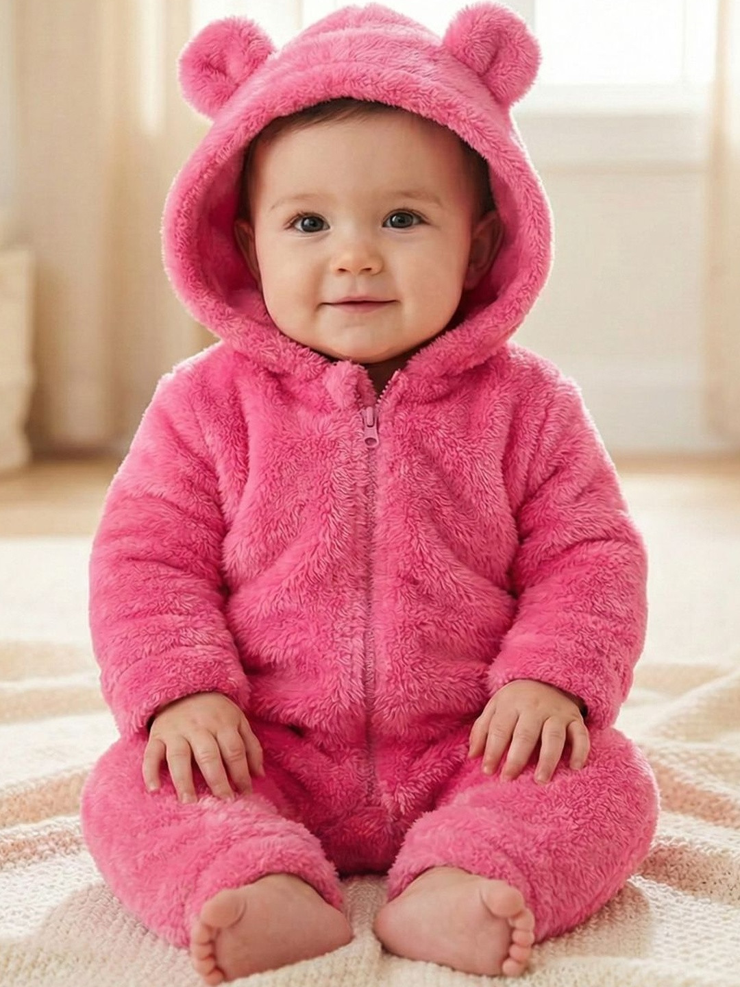 BabyZone Infants Hooded Rompers Rompers