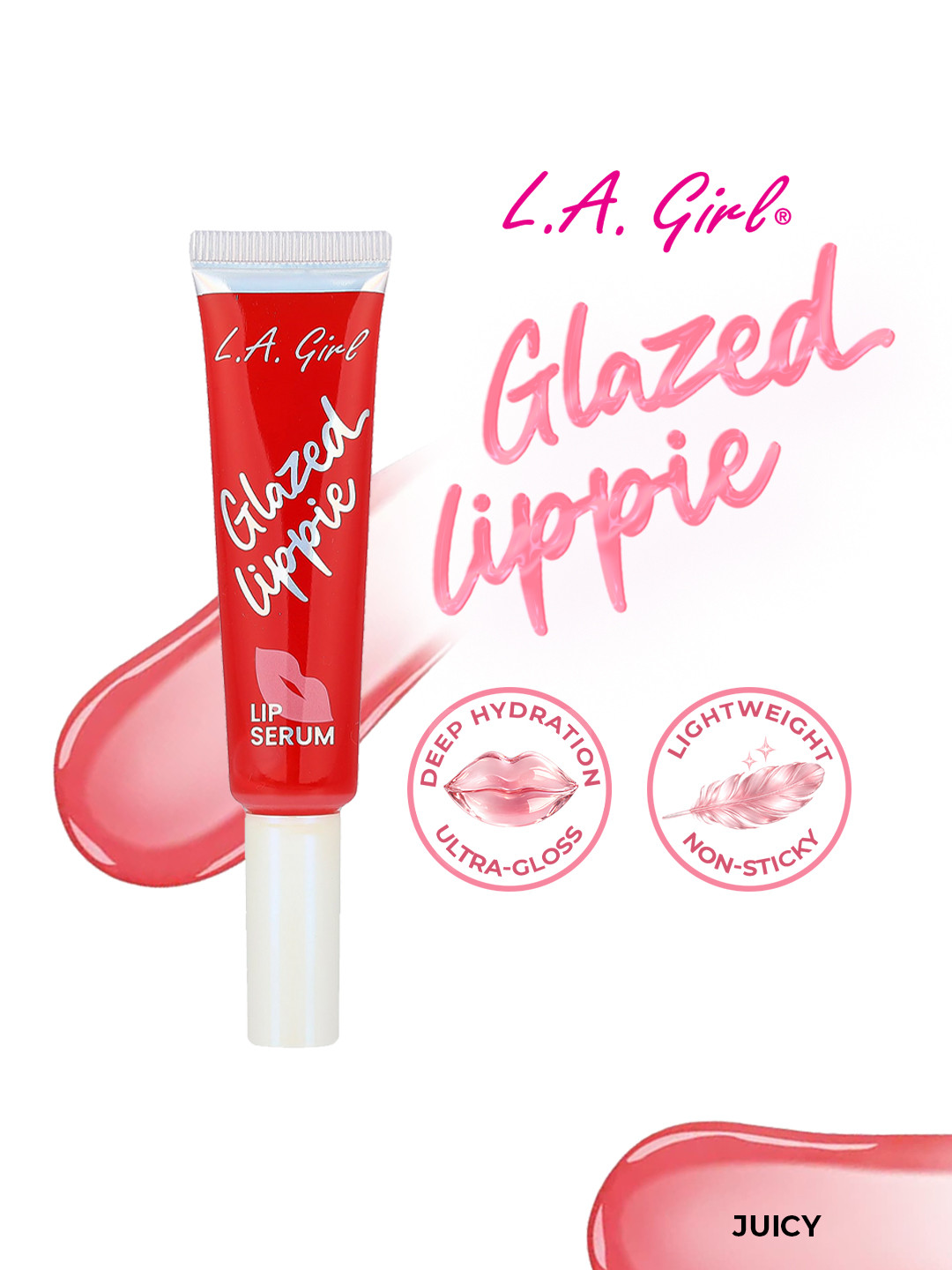 L.A. Girl On Cloud Nine Glazed Lippie Lip Gloss Lip Serum- 12 ml- Juicy