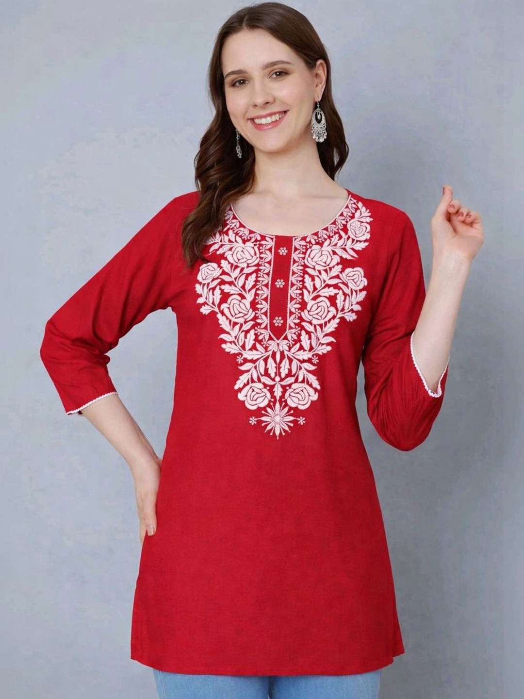 AFFLEON Embroidered Thread Work Thread Work Kurti