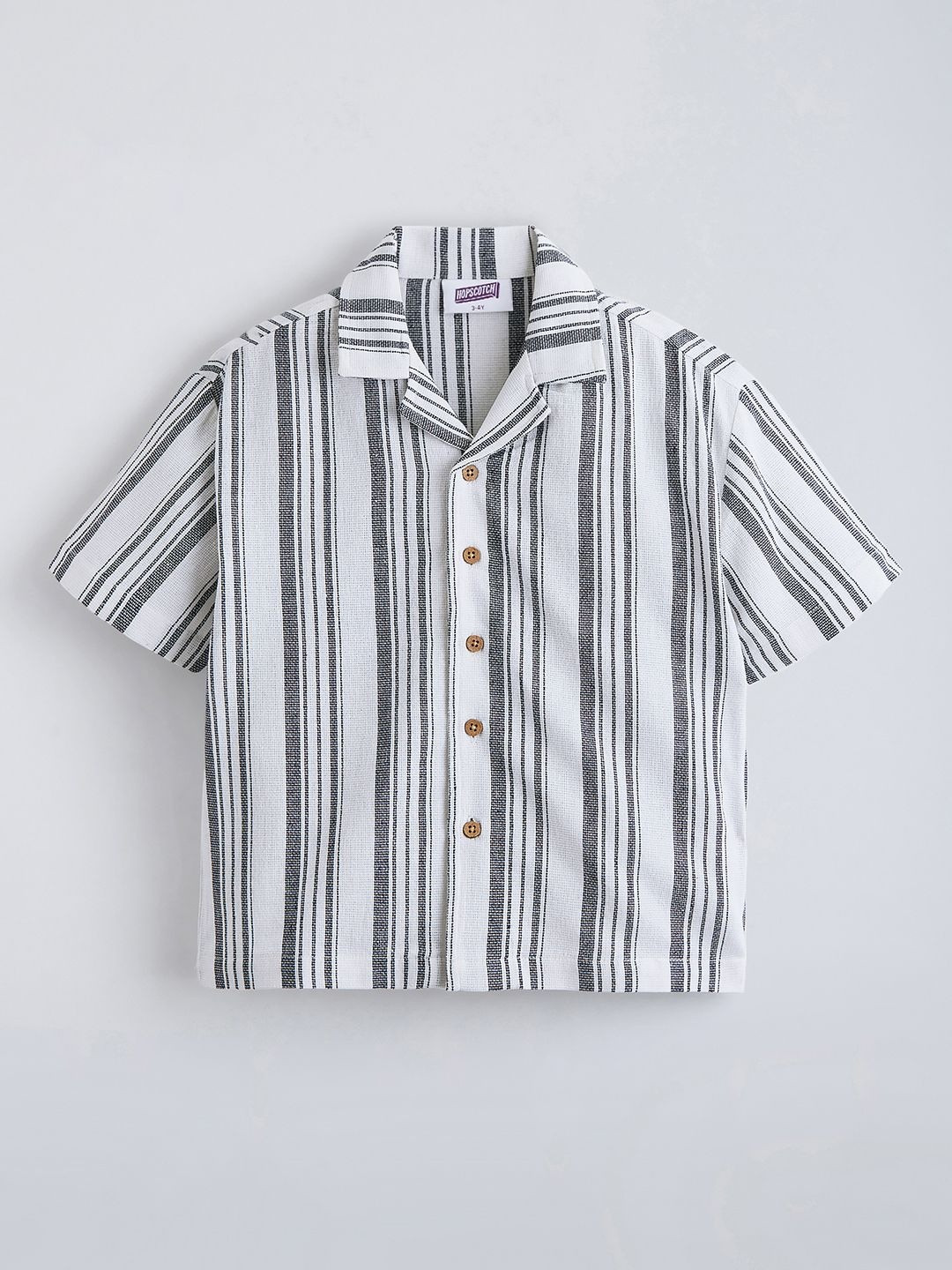 Hopscotch Cotton d Vertical Stripes Short Sleeves Relaxed Fit Shirt