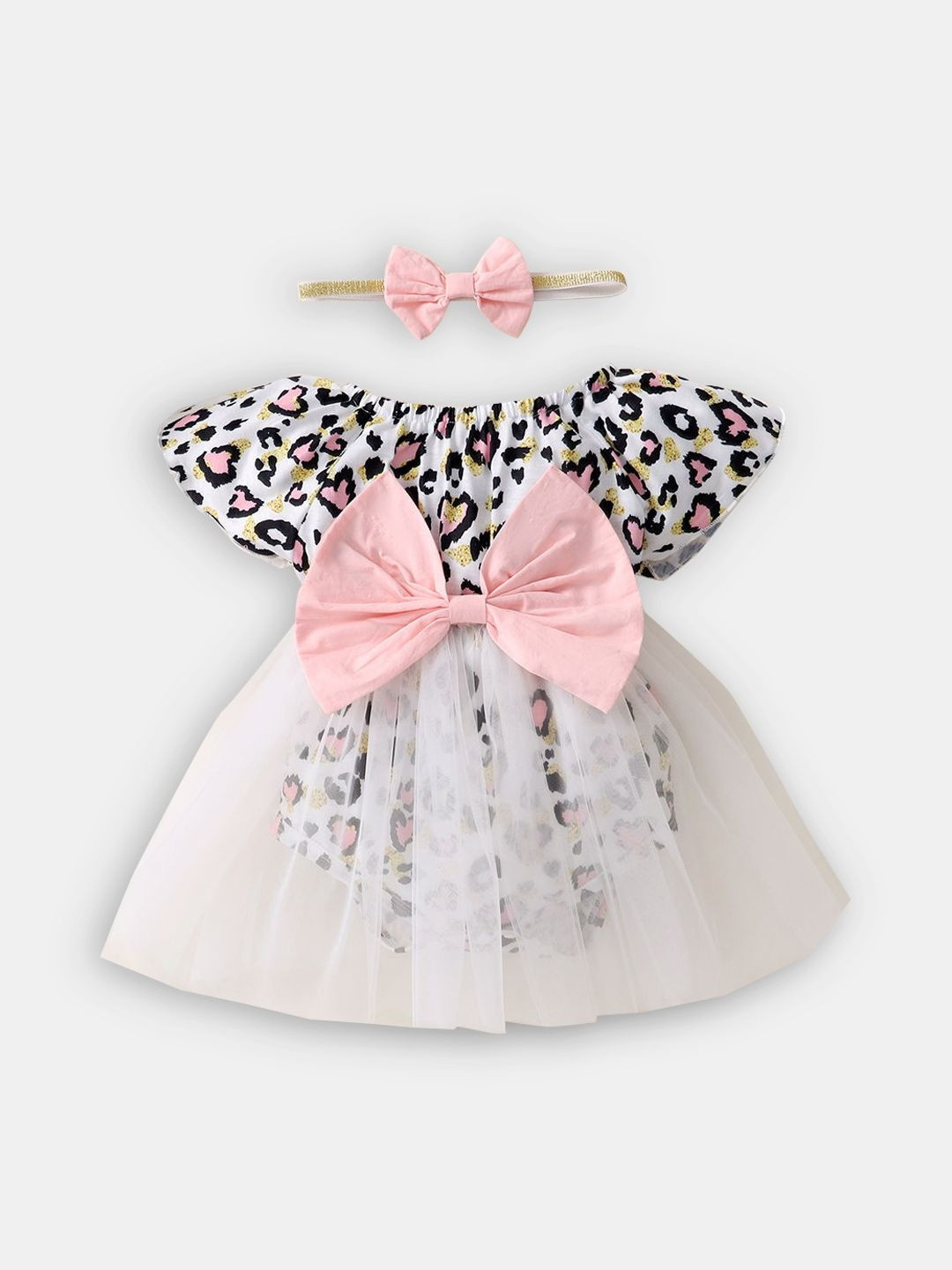 Hopscotch Bow Applique Onesie Dress