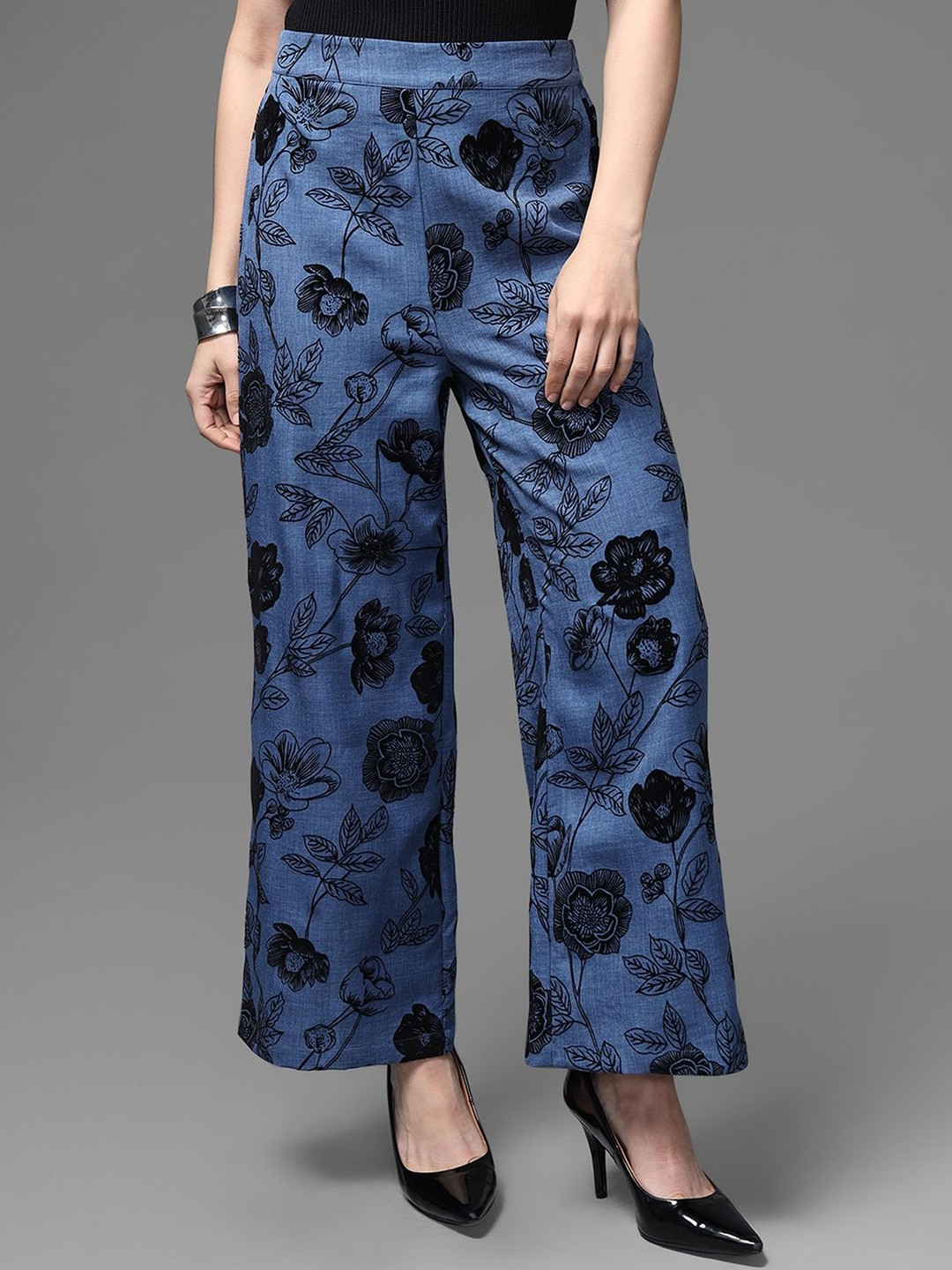 Kazo Women Floral Printed Easy Wash Trousers