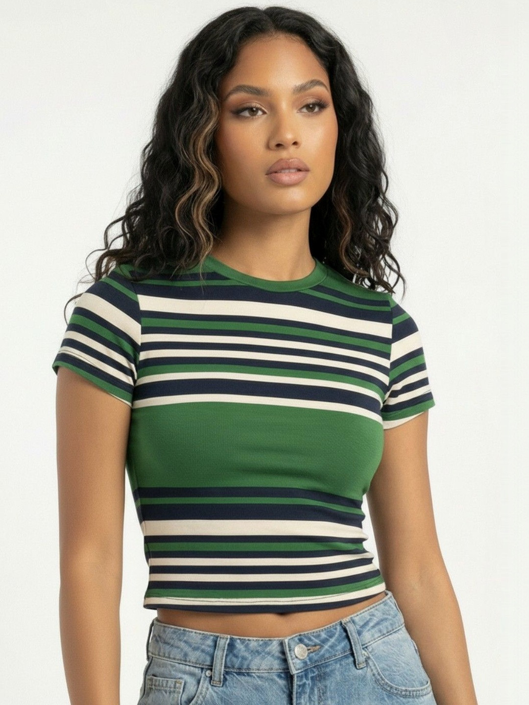 glitchez Striped Crop Top