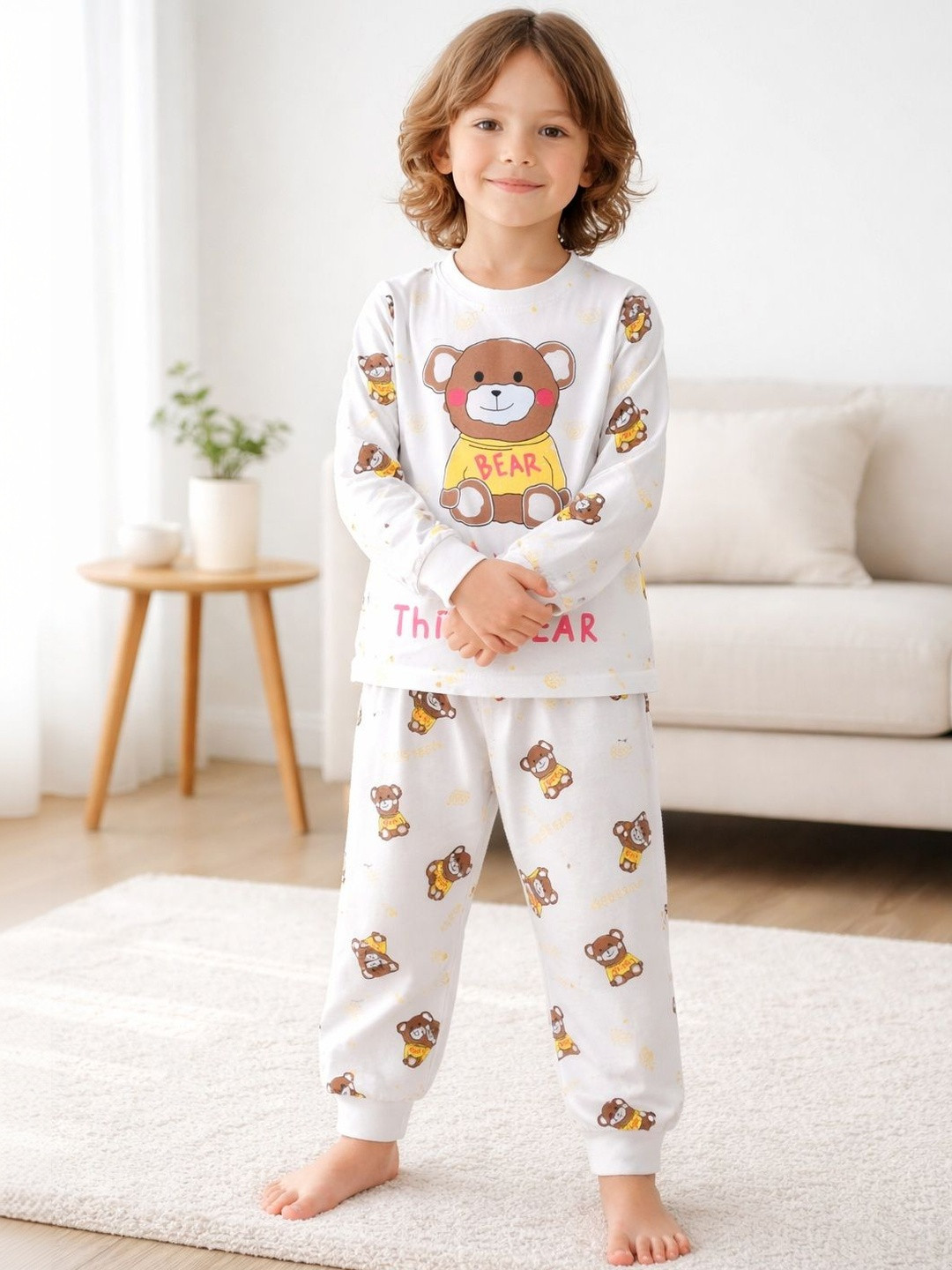 Thelittlebunny Bear Jogger Graphic T-shirt with Pyjamas Night Suit