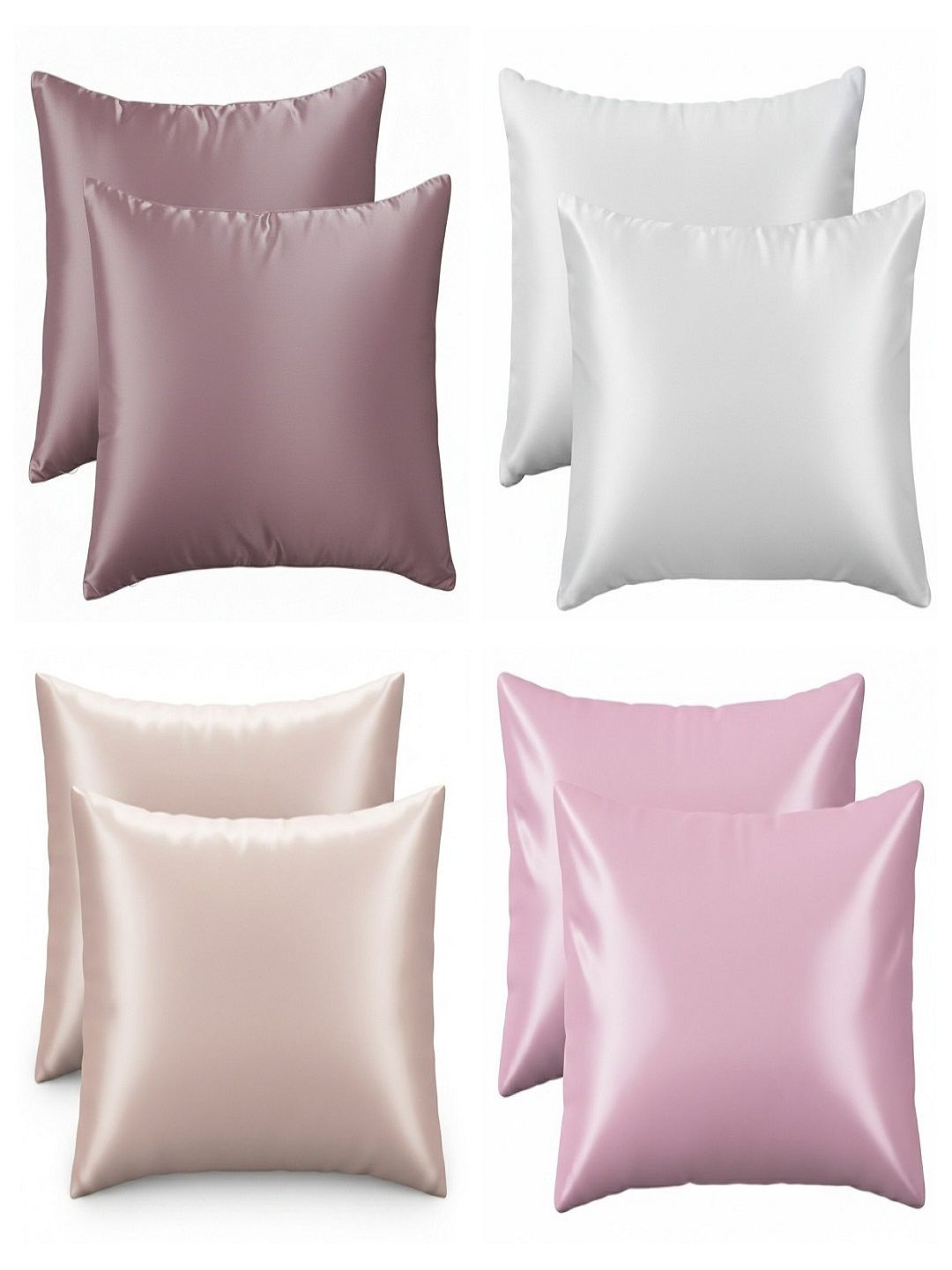 RRC Multicoloured 8 Pieces Solid Pure Silk Blend Rectangle Pillow Covers