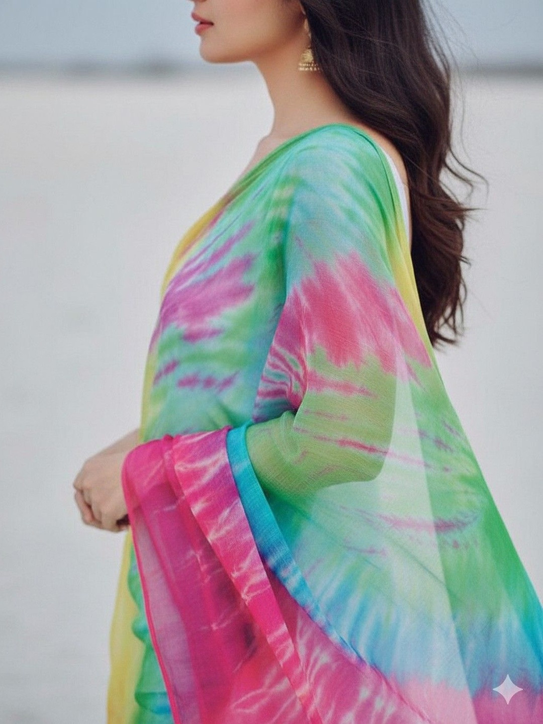 Lookmark Ethnic Motifs Printed Tie and Dye Dupatta