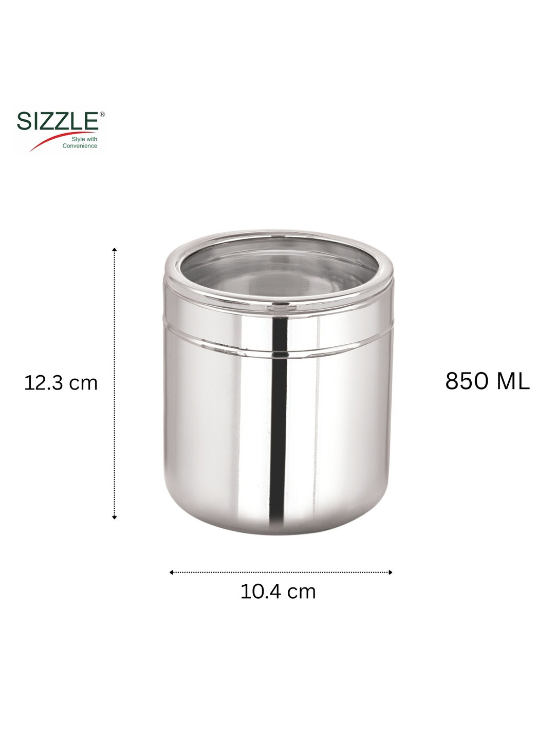 SIZZLE Silver-Toned 2026 Stainless Steel Durable Canister Container