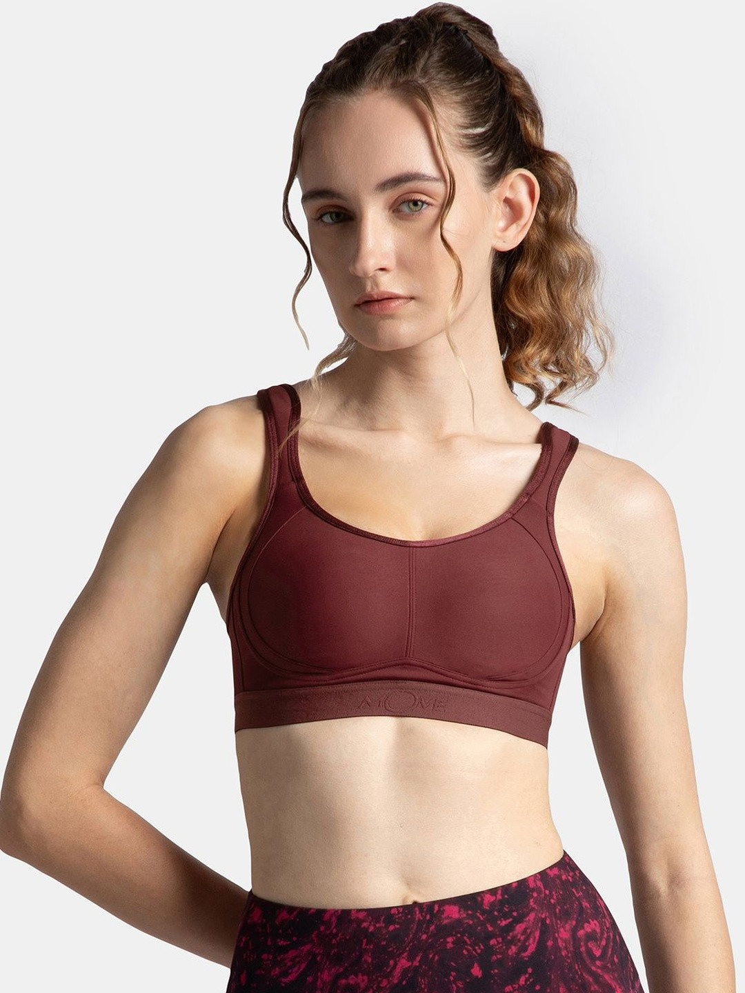 Wirefree Non Padded Microfiber Full Coverage Sports Bra with StayDry Treatment-MI11