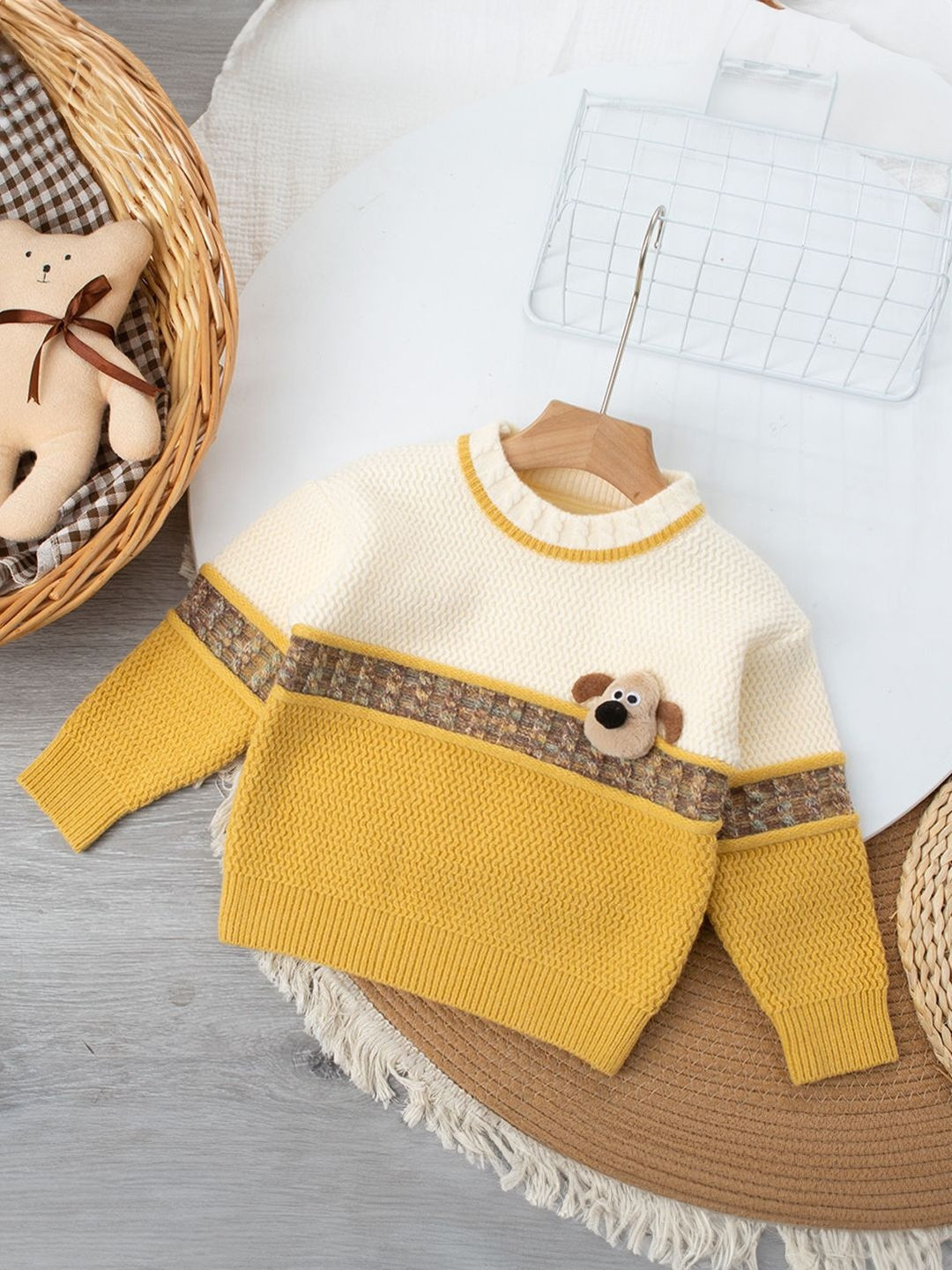 Hopscotch Colorblock Puppy Applique Sweater