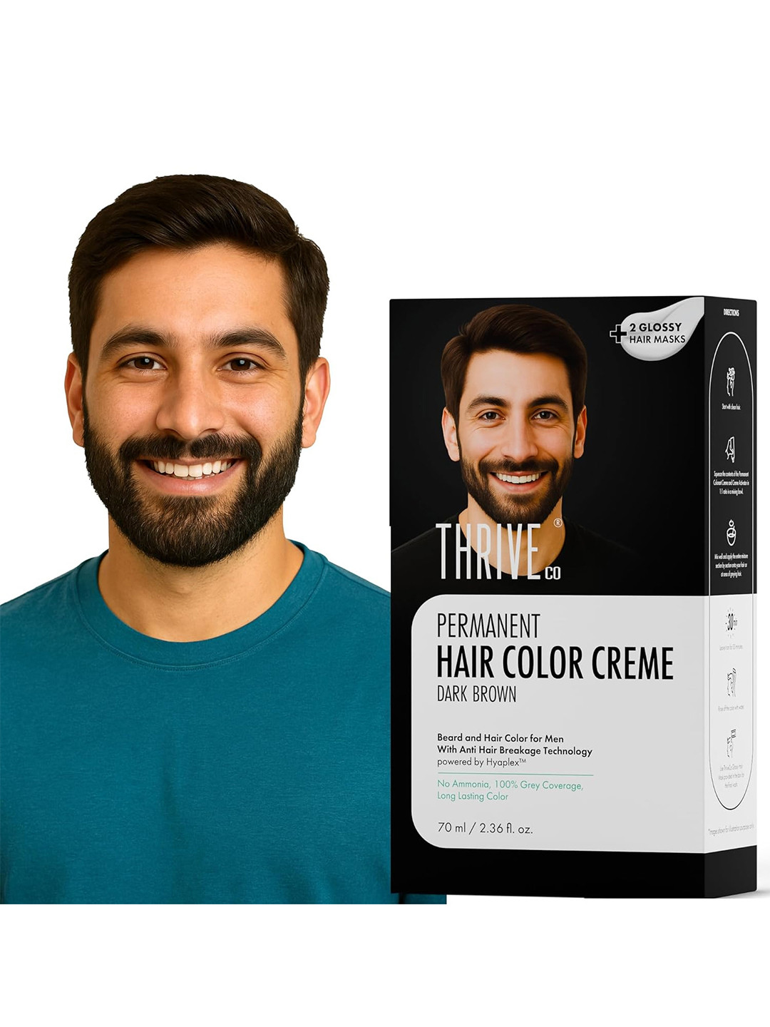 Thriveco Permanent Hair Color Creme- 70 ml- Dark Brown