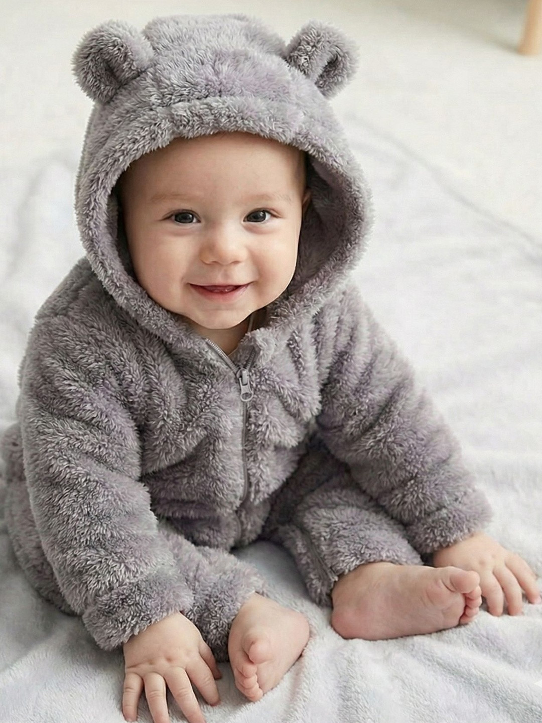 BabyZone Infants Hooded Rompers Rompers