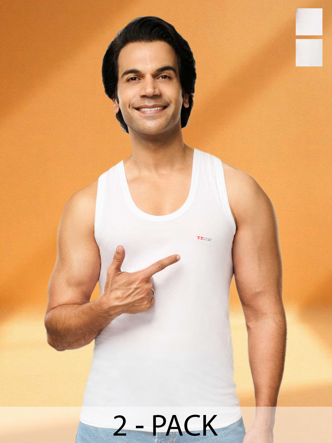 T.T. Men Pack Of 2 Pure Cotton Moisture-Wicking Undershirt Vests