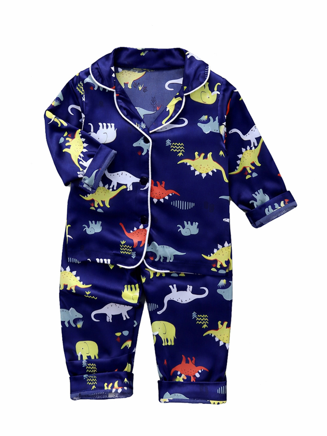 Bold N Elegant Kids Graphic Printed Lapel Collar Night suit