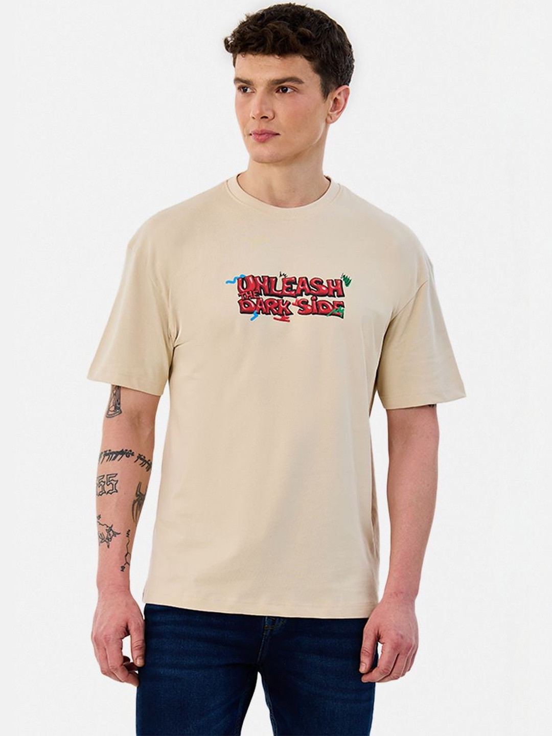 Snitch Graphic Cotton Round Neck Short Sleeves Oversized T-shirt