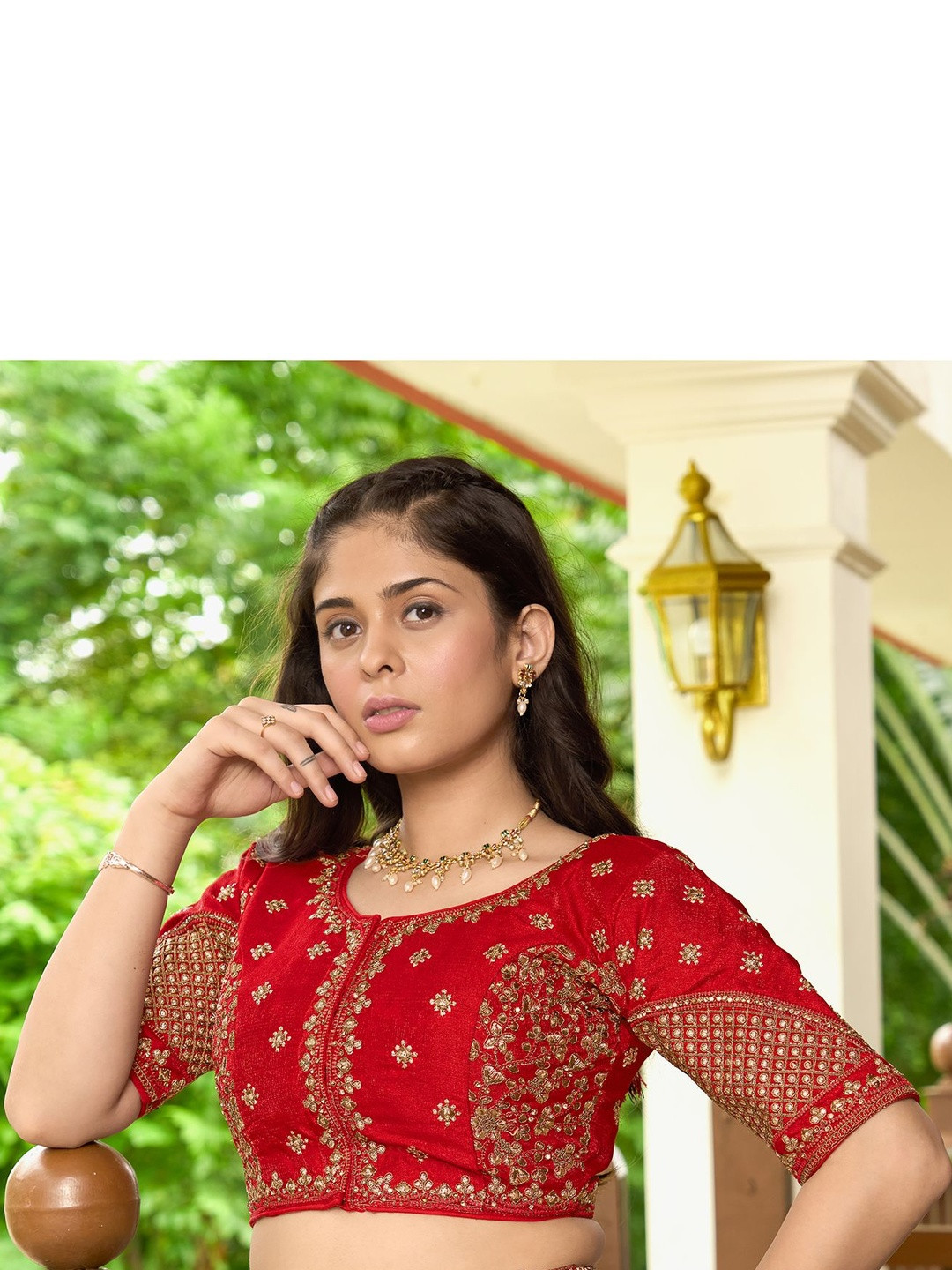 HERE&NOW Embroidered Zari Saree Blouse