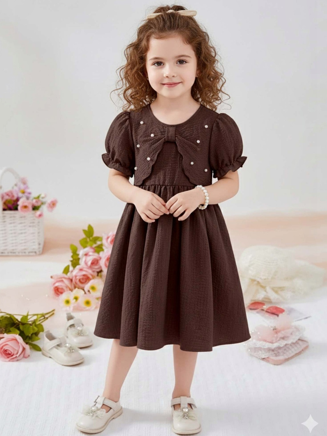 MENSBIT Puff Sleeve A-Line Dress