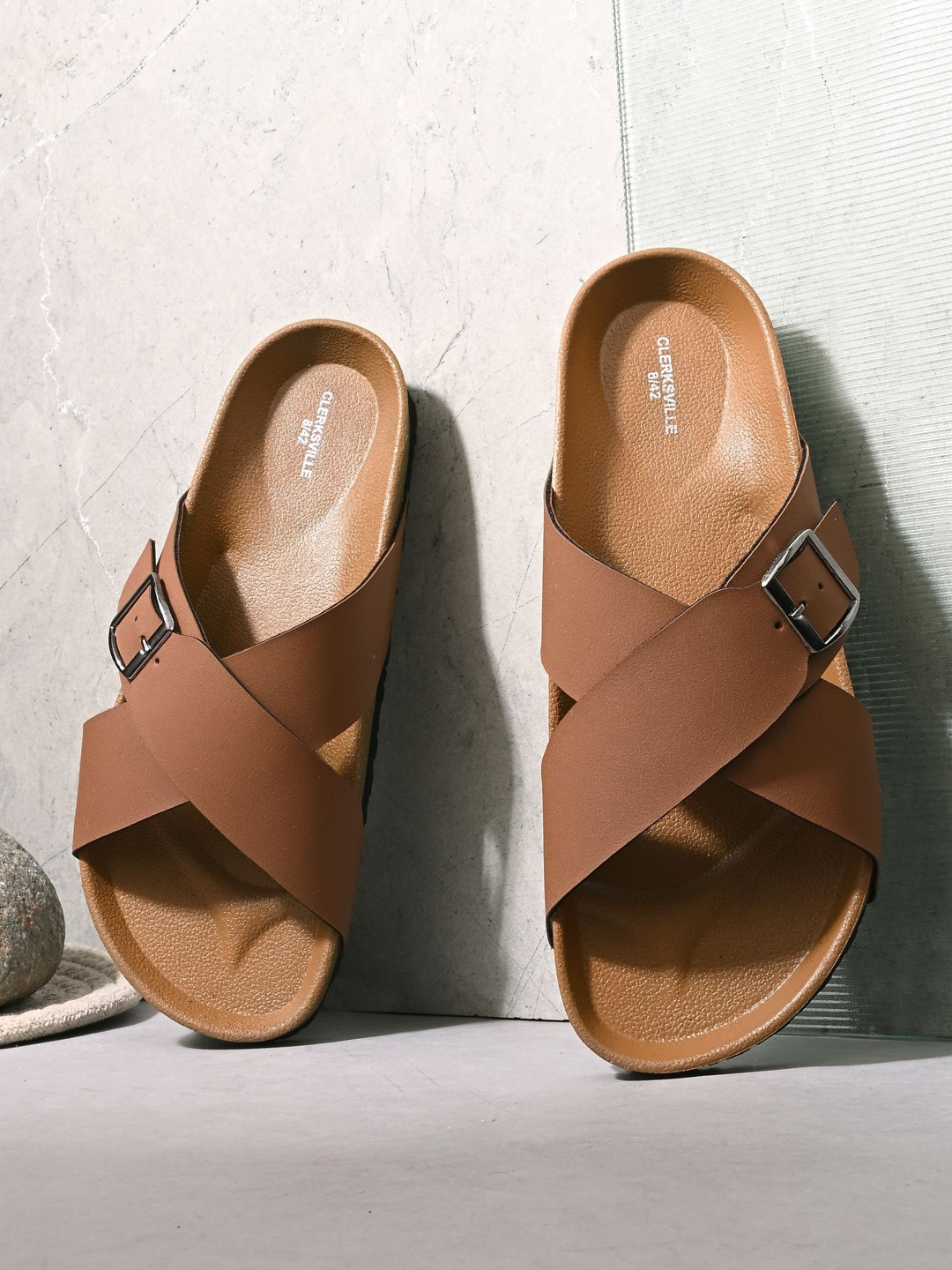 CLERKSVILLE Men Casual Comfort Sandals with Buckle Everyday Slip-On Footwear