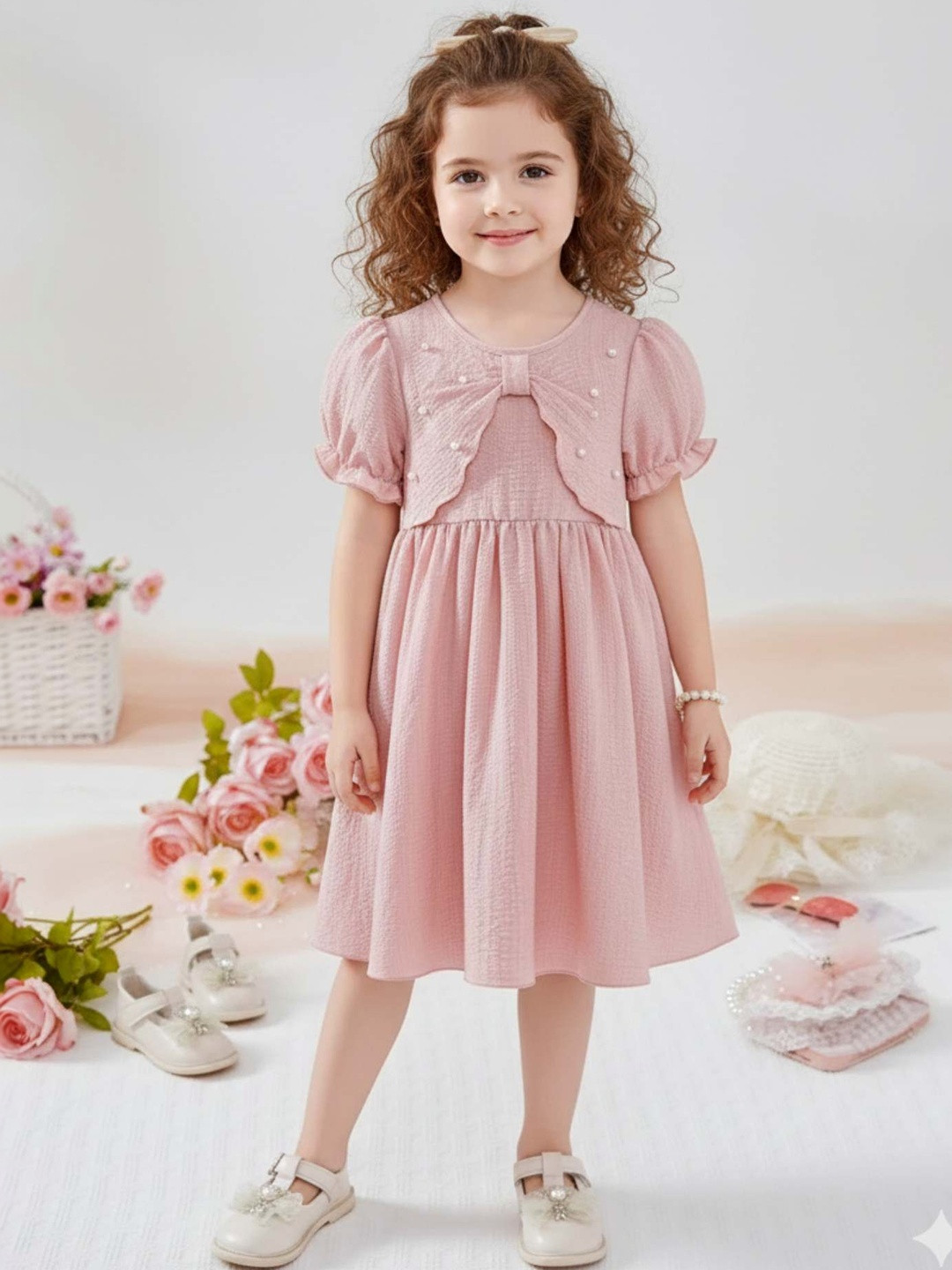 MENSBIT Puff Sleeve A-Line Dress
