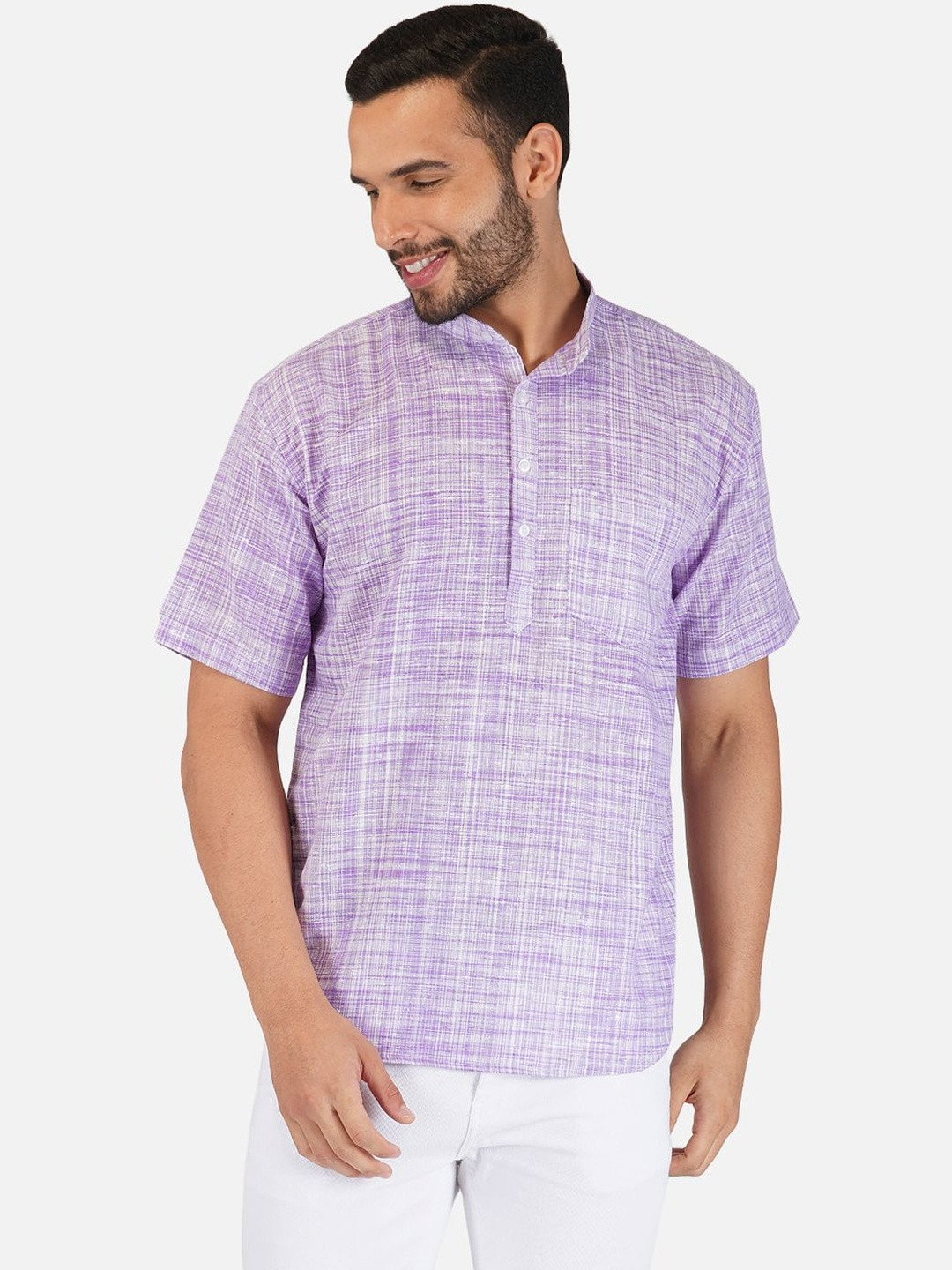 KHADARVAS Men Striped Khadi Kurta