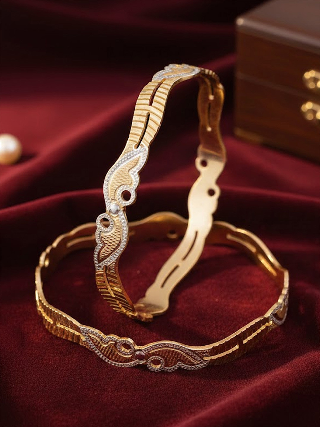 Adwitiya Collection Set Of 2 24CT Gold-plated Handcrafted Bangles