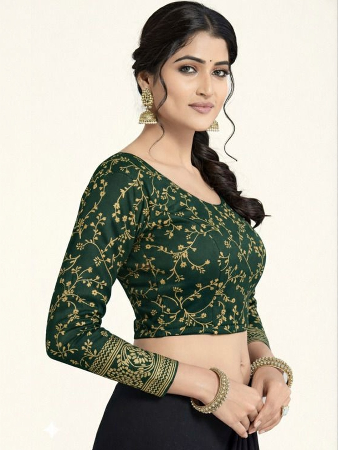 SCUBE DESIGNS Brocade Woven Design Brocade Saree Blouse