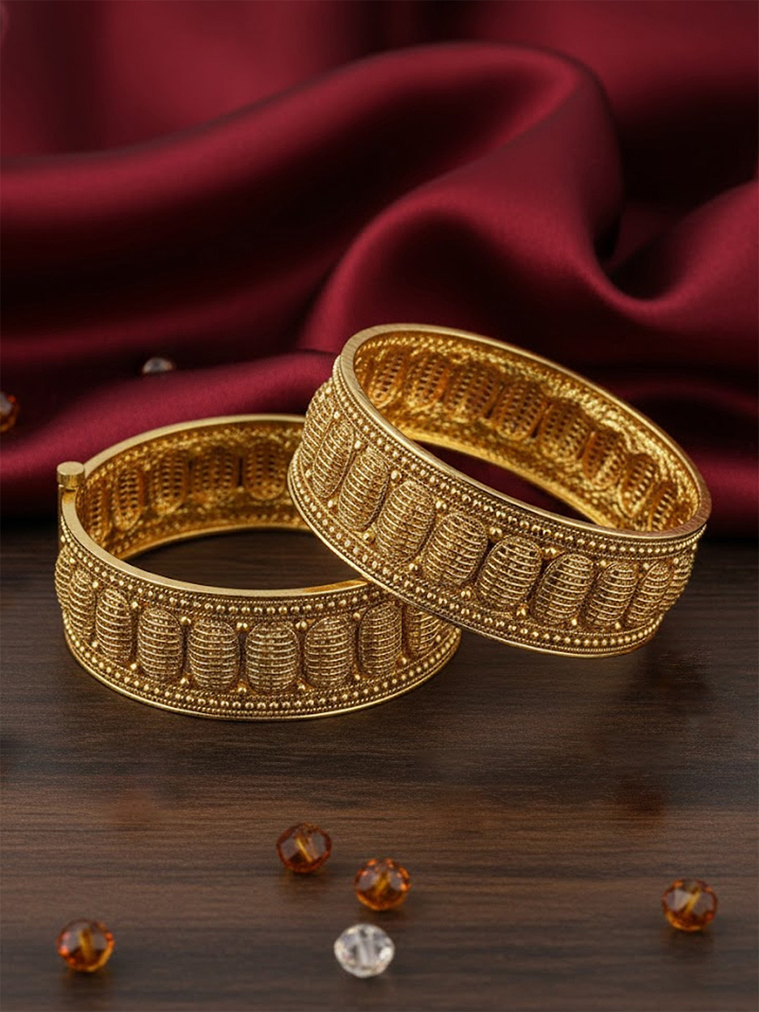 Adwitiya Collection Women Set of 2 24CT Gold-Plated Handcrafted Bangles
