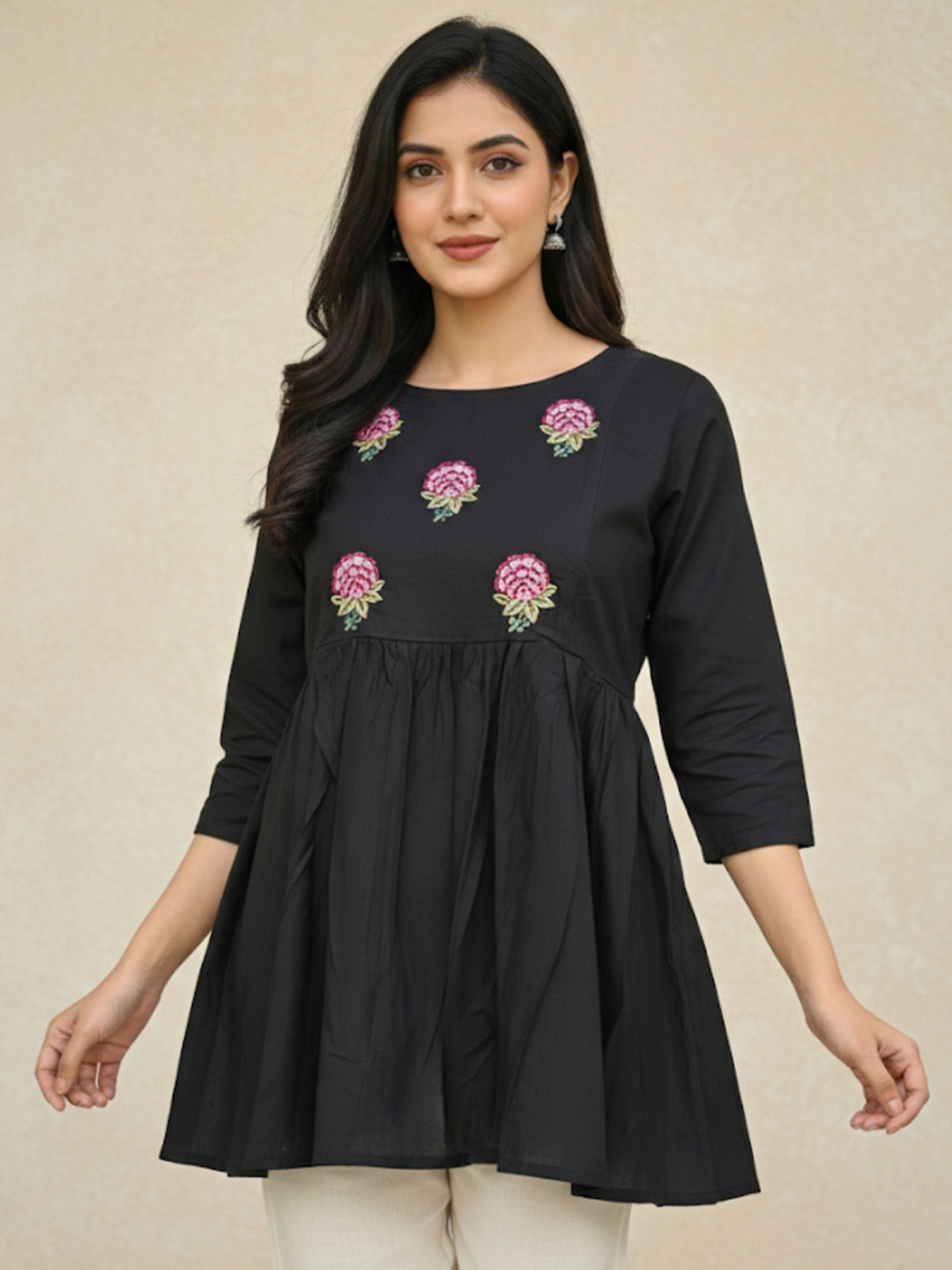 Vaidiki Floral Embroidered Maternity Top