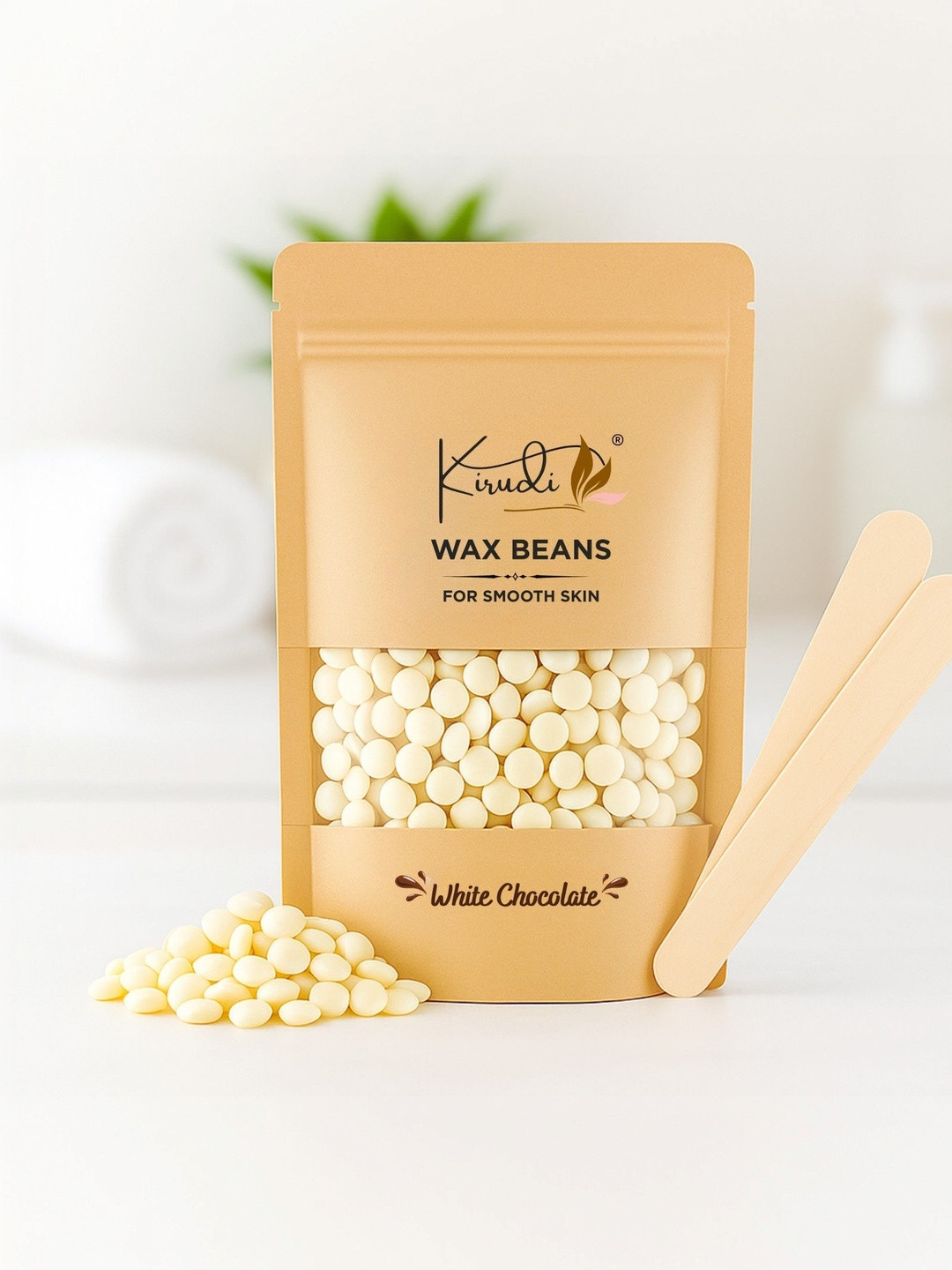 KIRUDI White Chocolate Brazilian Stripless Hard Wax Beans-100g