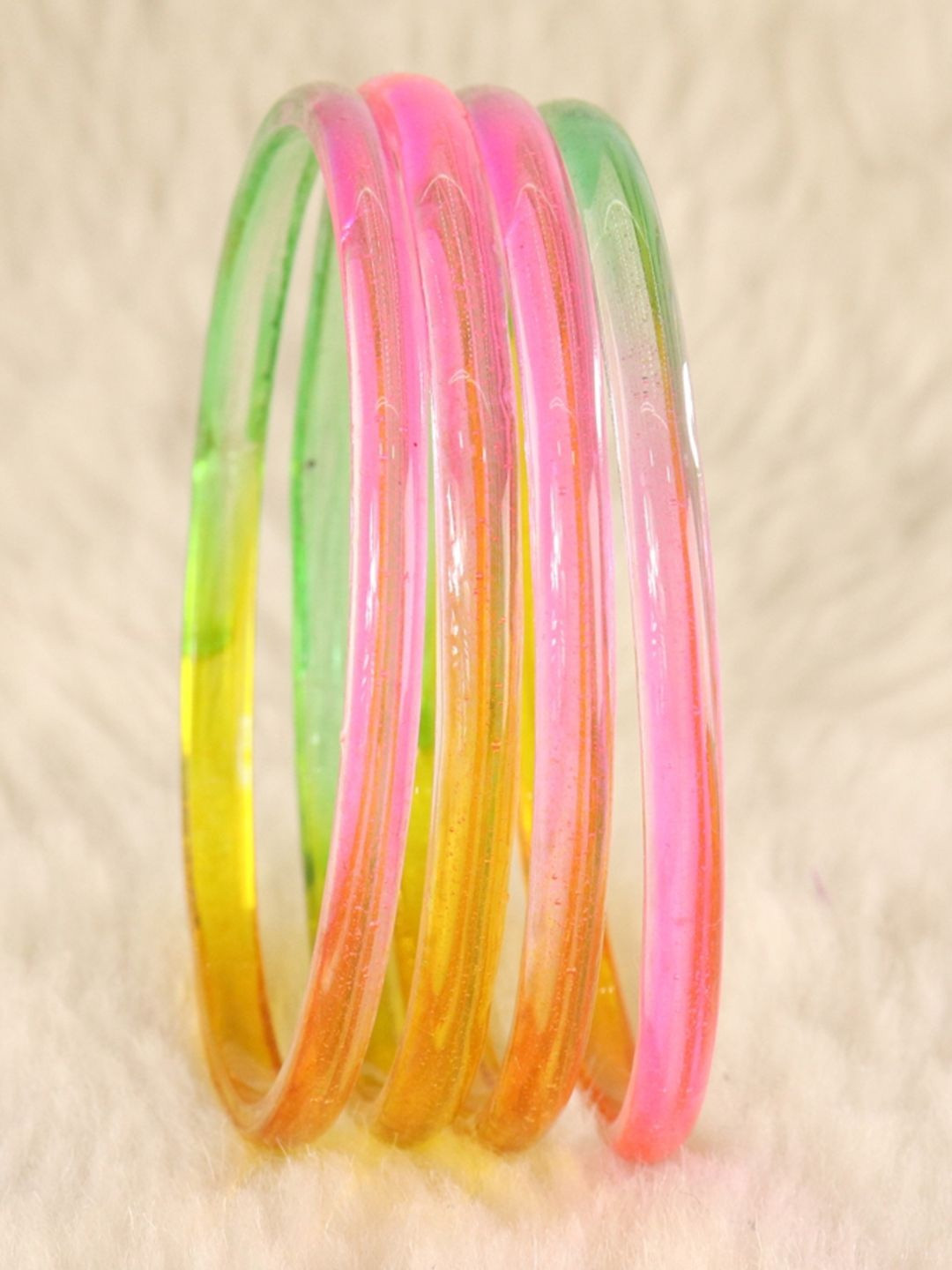 STYOLLO Set Of 4 Transparent Glass Kada Bangles