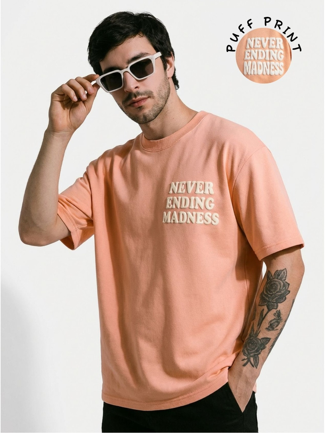 TOXA Men Printed Drop-Shoulder Sleeves T-shirt