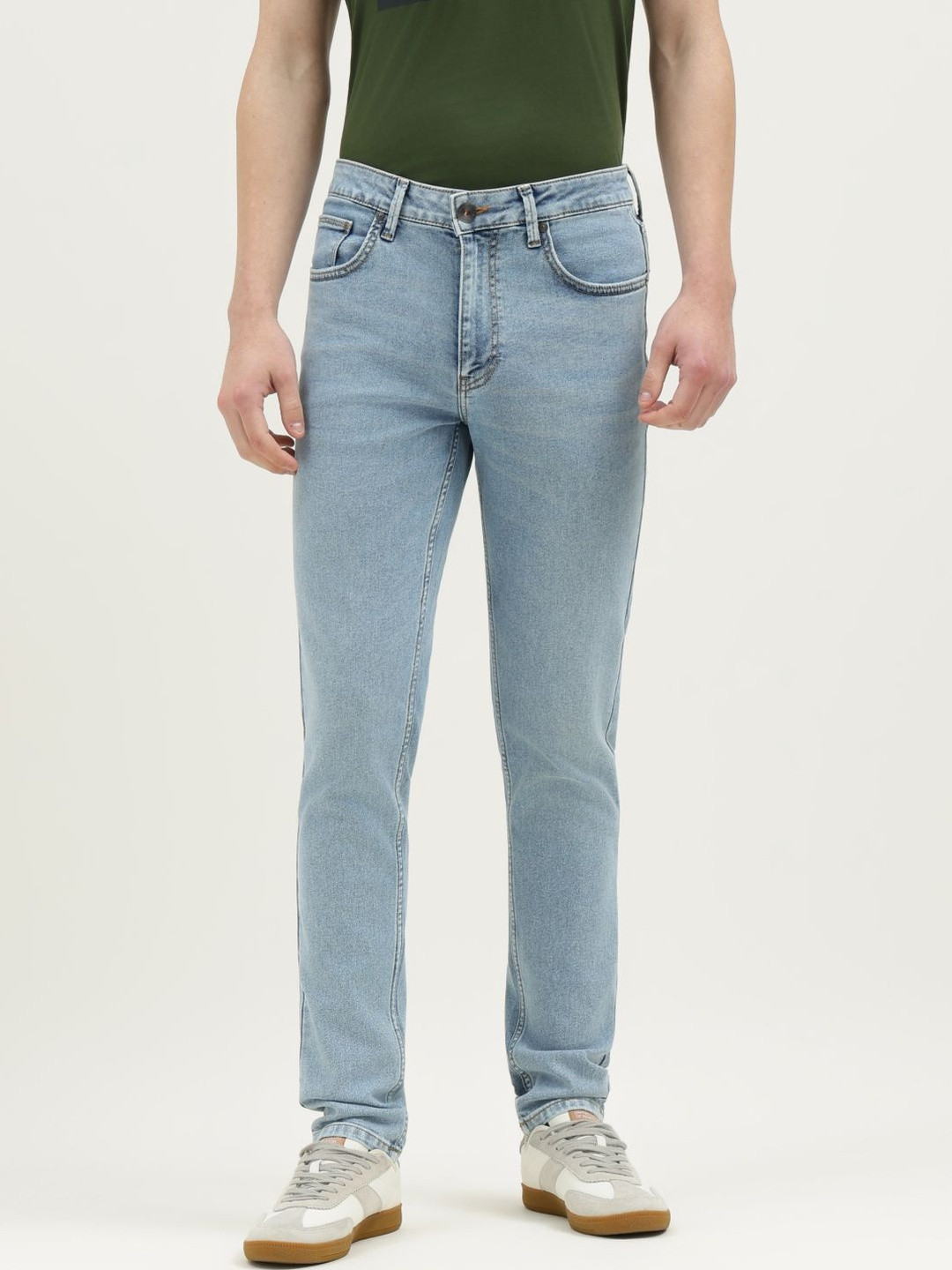 United Colors of Benetton Men Slim Fit Mid-Rise Light Fade Stretchable Jeans