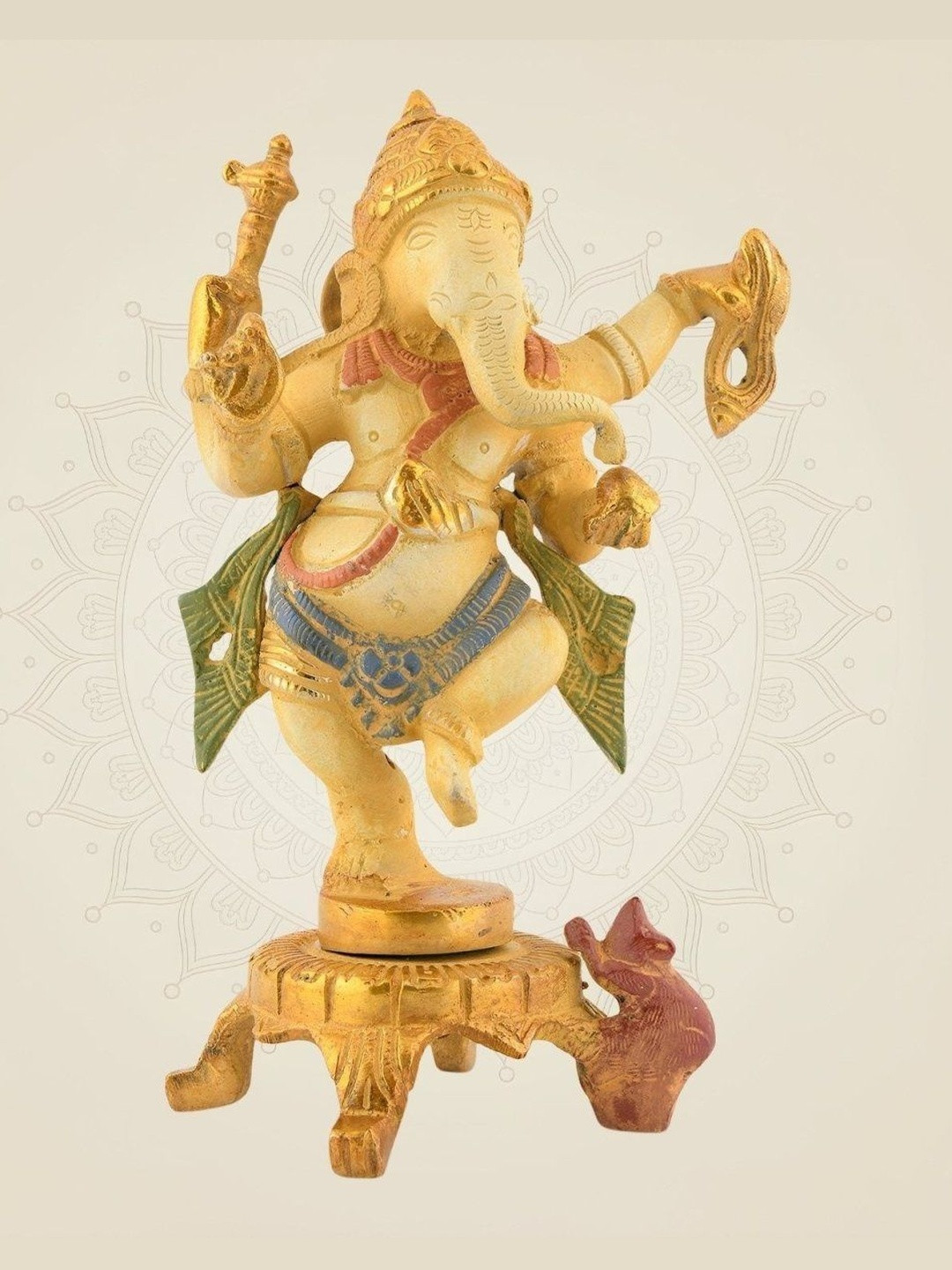 Luxeartisanship Ganesha Idol Multi Brass Antique Finish Handcrafted Showpieces 7.25 Inch
