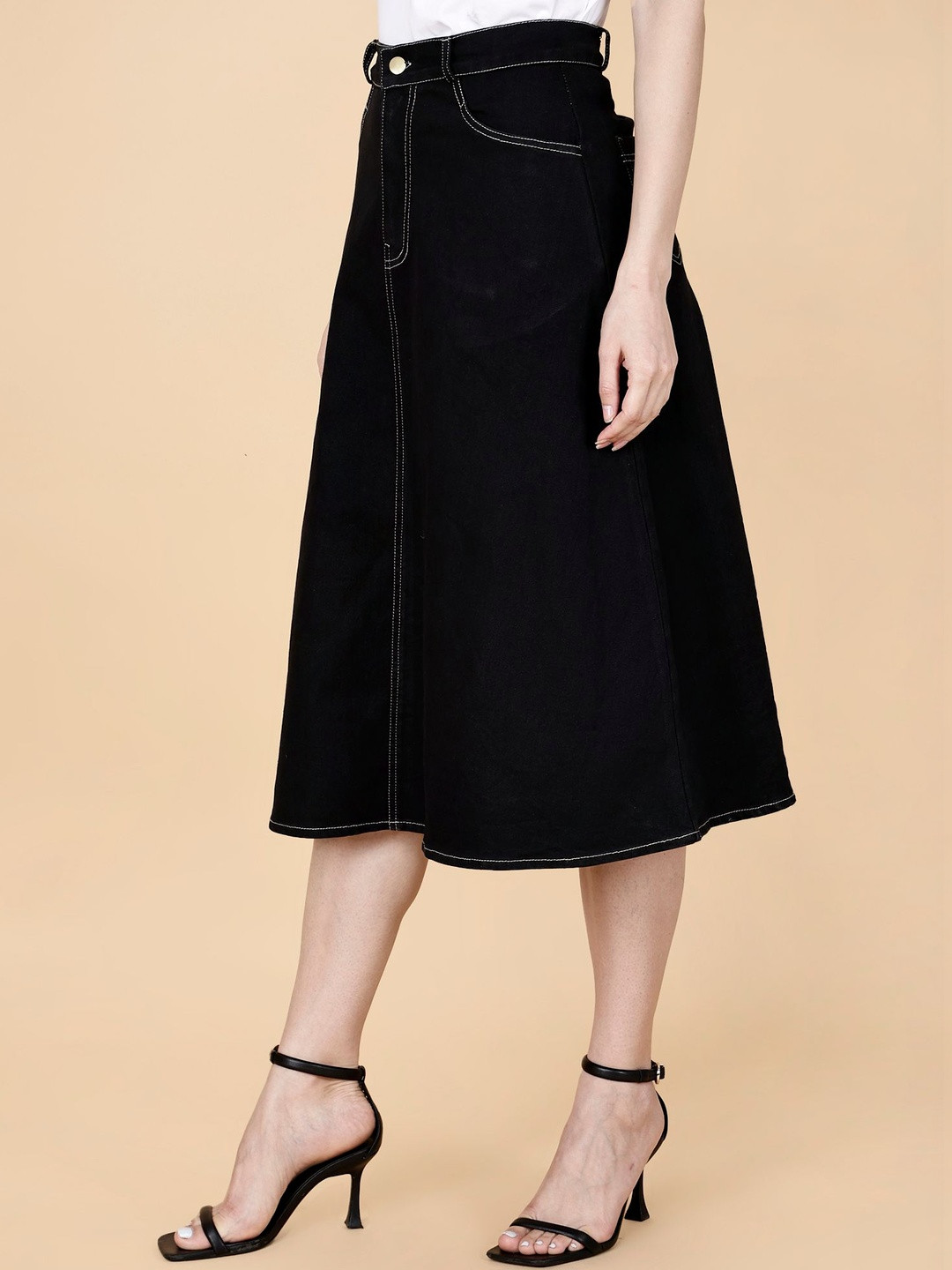 Codaisy Women Denim Knee Length A-Line Skirt