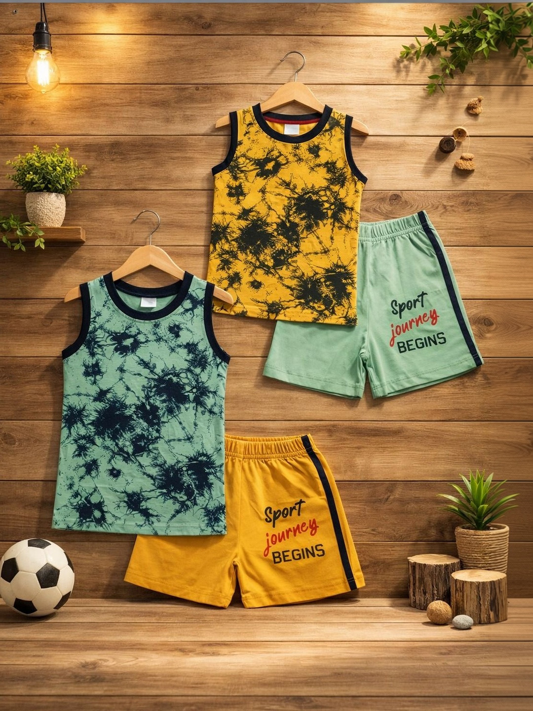 Sandoll Unisex Kids Printed T-shirt with Shorts