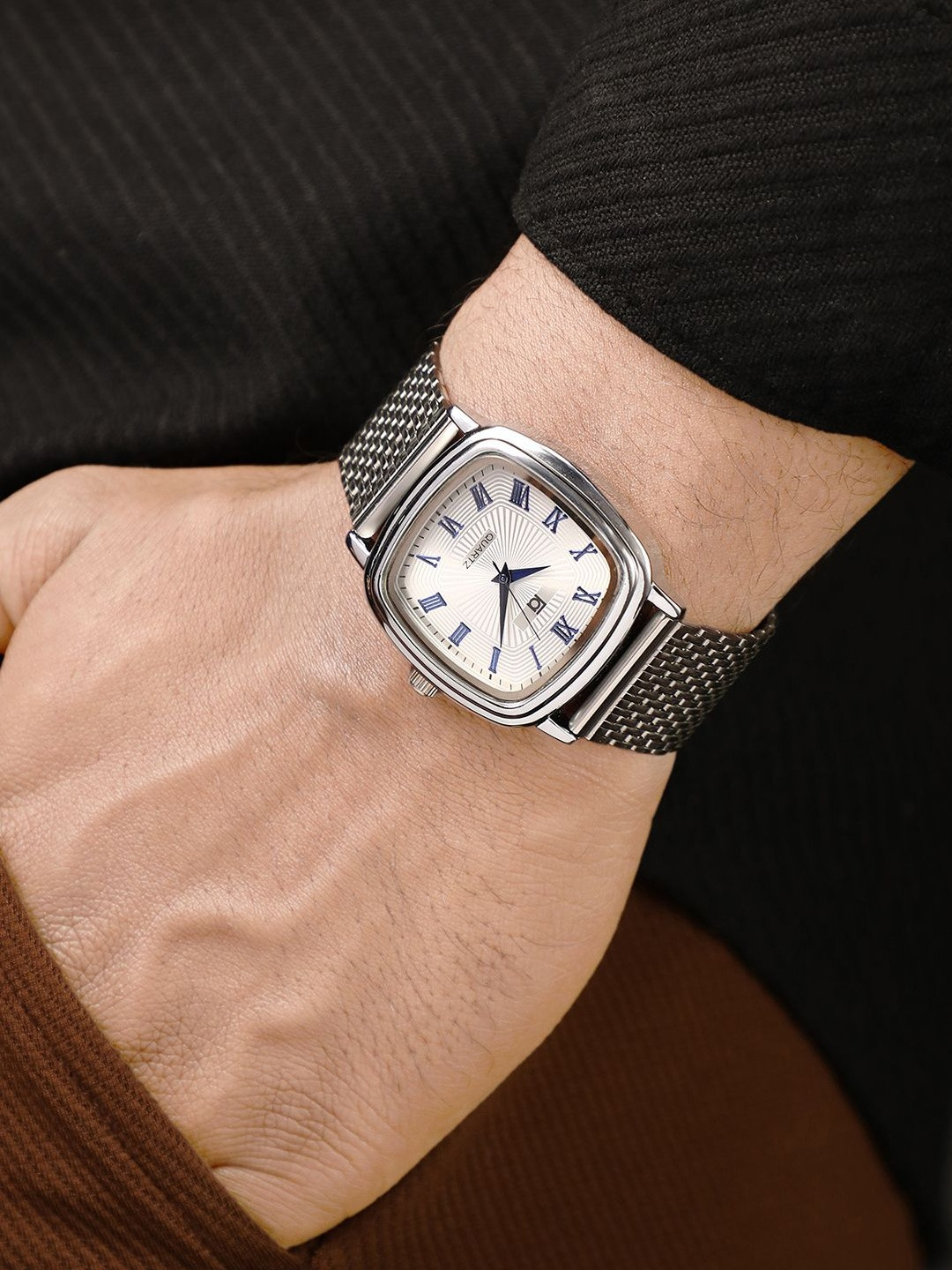French Accent Men Dial & Stainless Steel Bracelet Style Straps Analogue Watch SUM26_FAWC6046