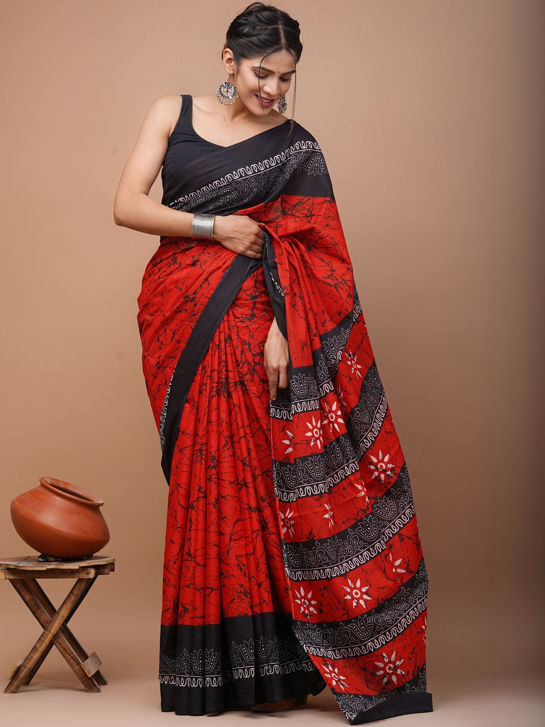 RAMNATHS Batik Pure Cotton Handloom Saree